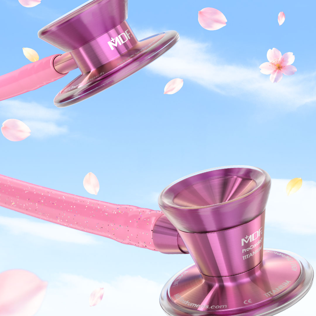 Pink Stethoscope MDF Instruments Blossom Titanium Metal Finish