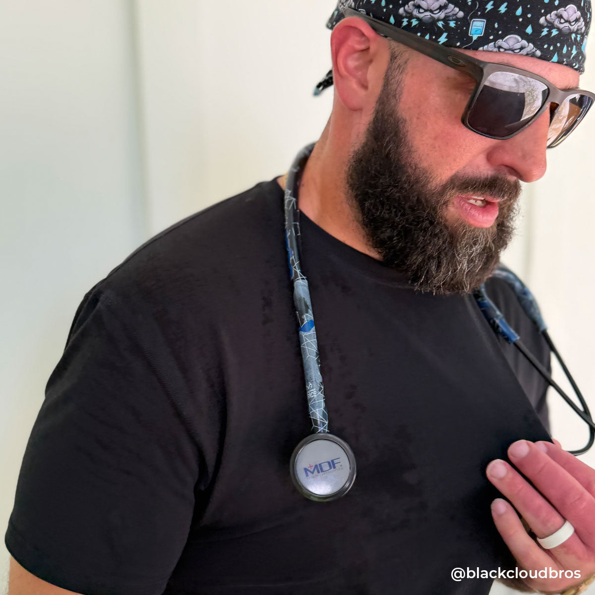 Camo Stethoscope for Medical Professions MDF Instruments ProCardial Titanium Cardiology Mprint Realtree Trace Blue and BlackOut