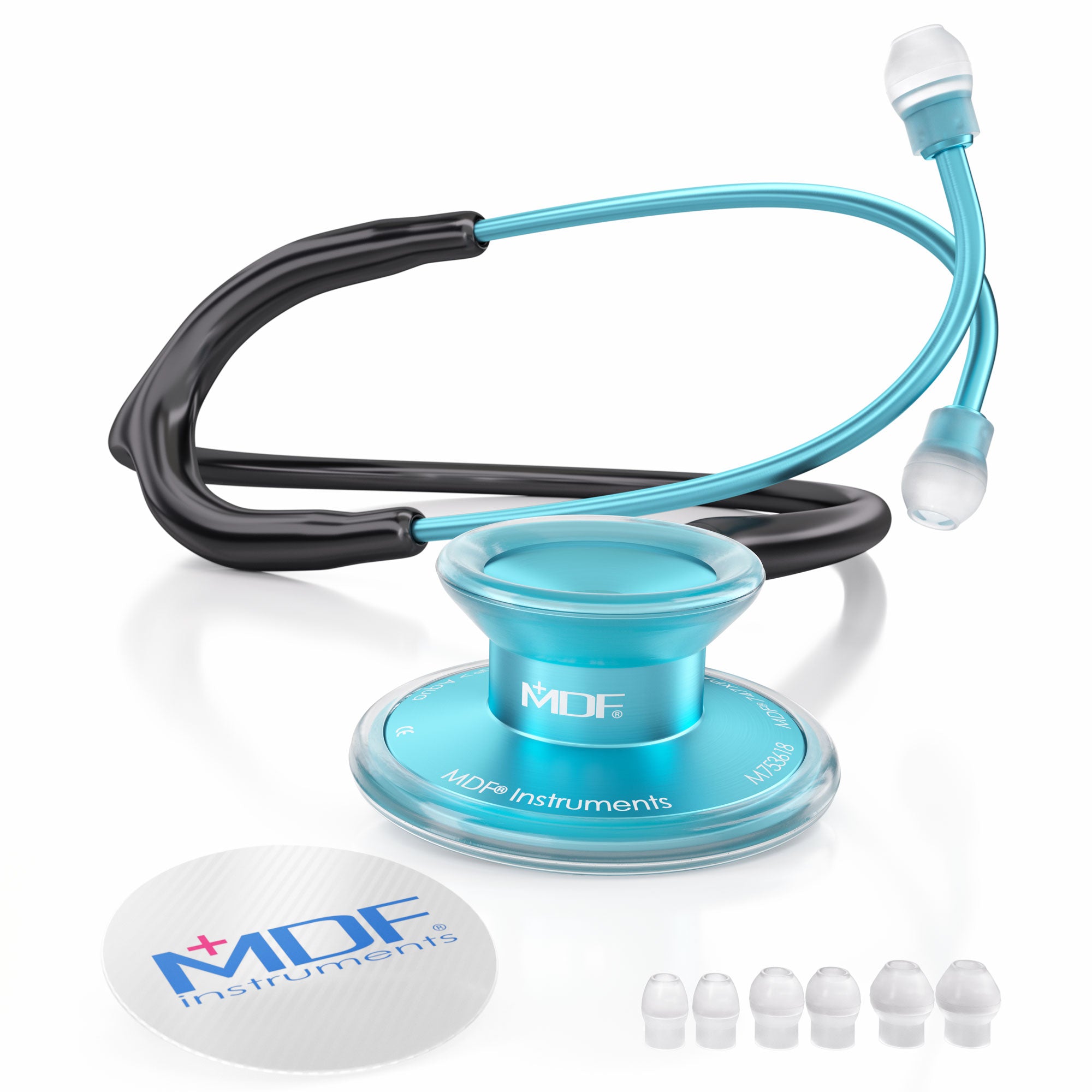 Blue Stethoscope MDF Instruments Acoustica Lightweight Dual Head Aqua and Black