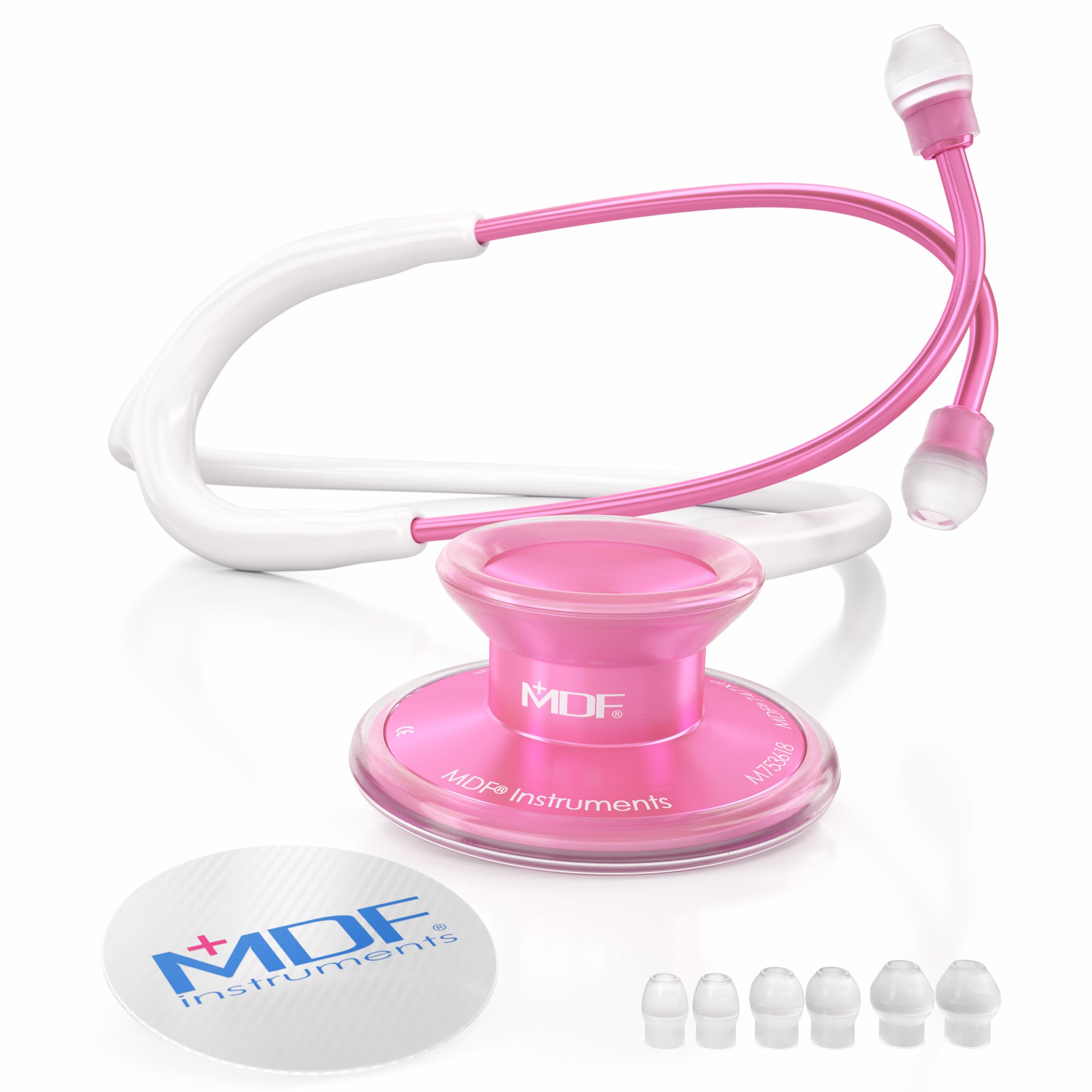 Pink Stethoscope MDF Instruments Acoustica Lightweight Dual Head BlaBlanc White and Pinkore