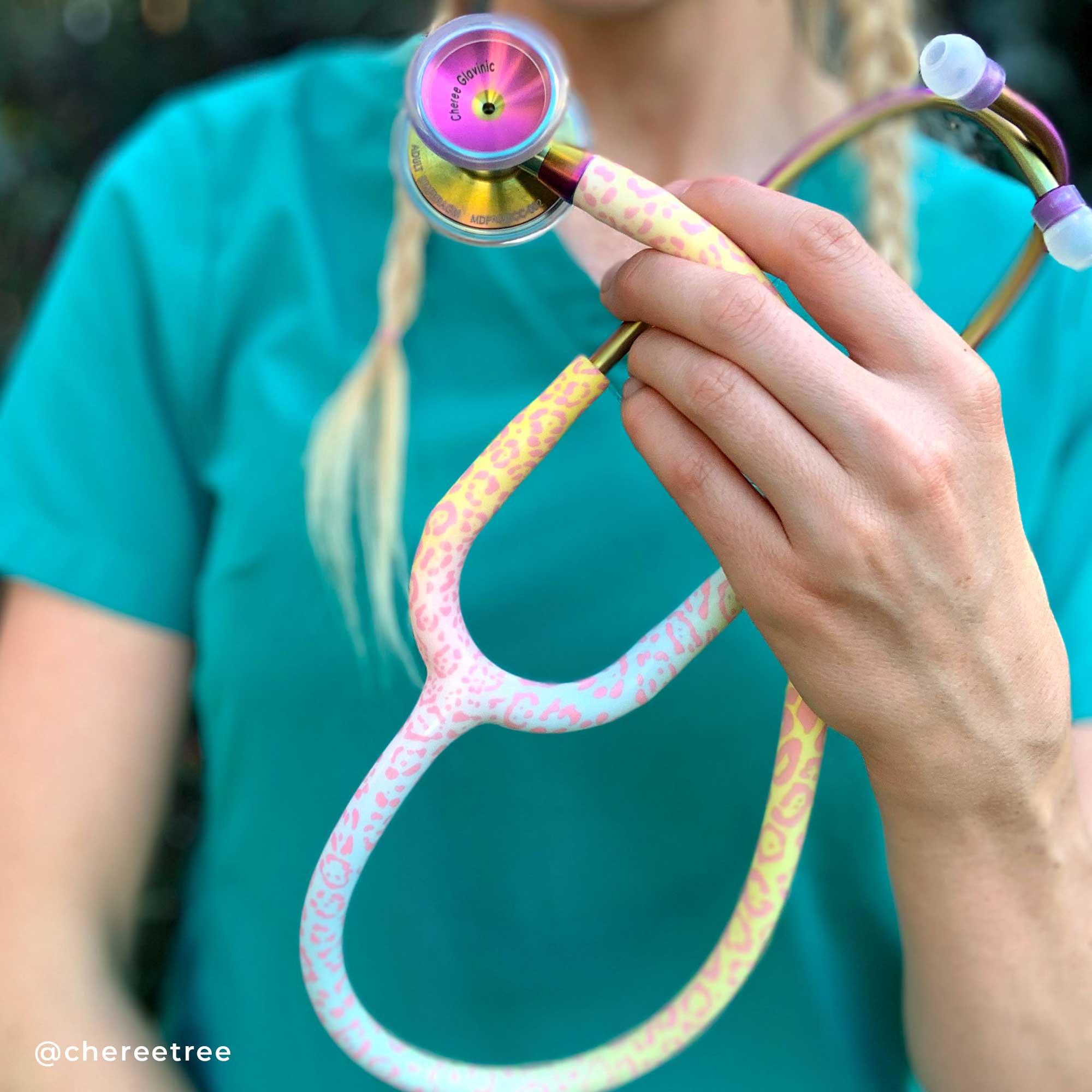 Stethoscope MDF Instruments ProCardial Titanium Mprint Rainbow Leopard and Kaleidoscope