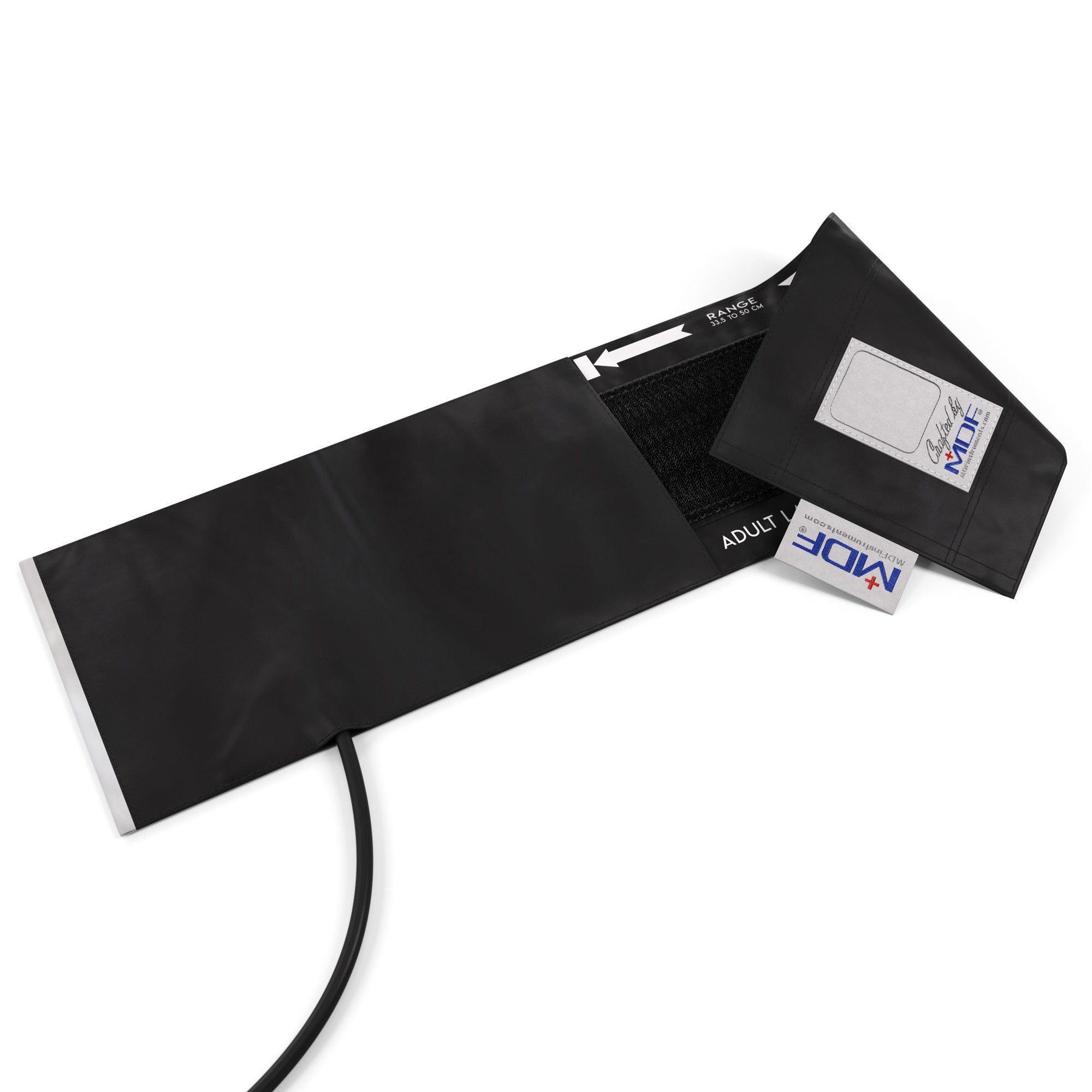 MDF Instruments large adult blood pressure cuff optional D-ring, single tube, latex-free for manual sphygmomanometer with double tube configuration and electronic blood pressure monitors