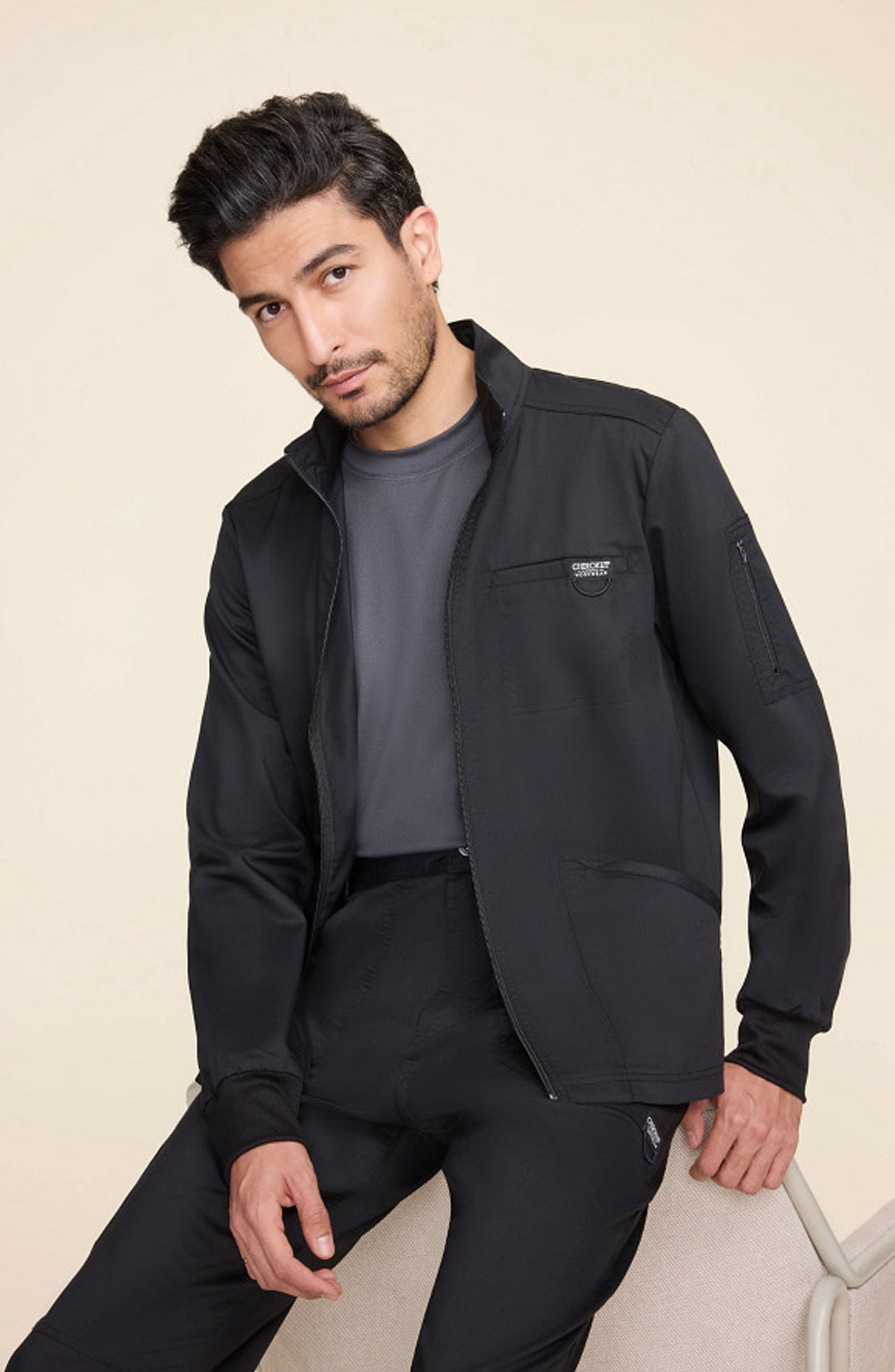jacket dress for mens Cherokee Workwear Revolution Men's Zip Front Scrub Jacket 4XL / Black