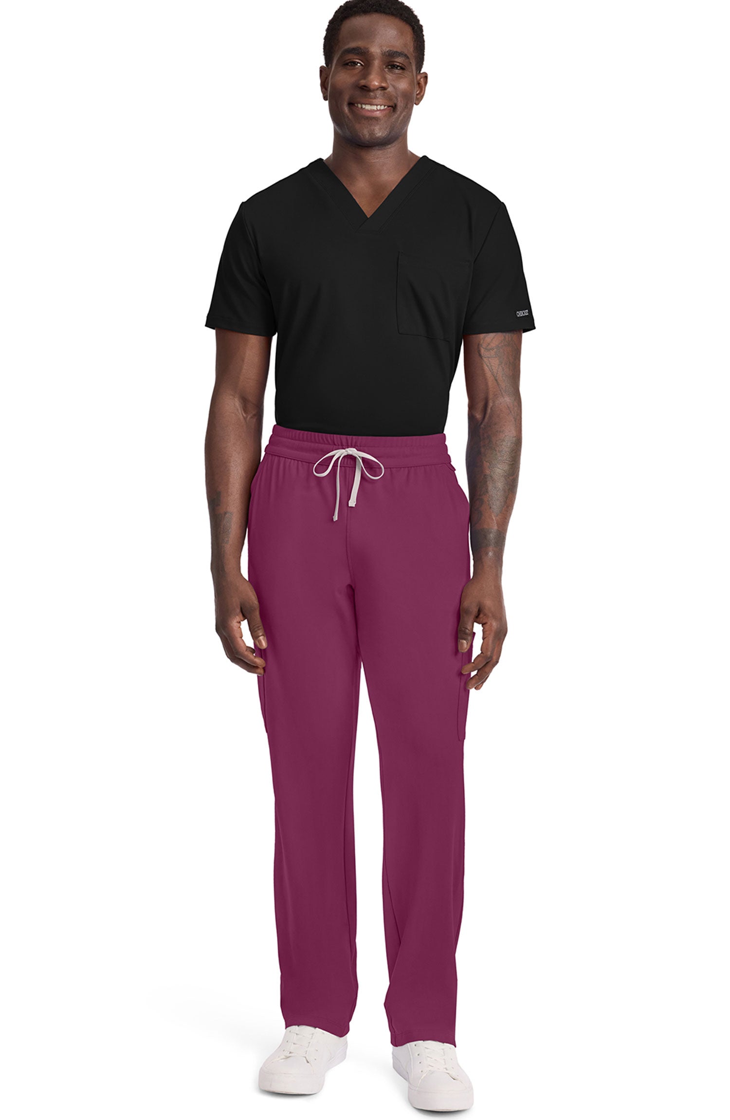 Men's Scrub Pants Straight Leg Wine Cherokee Achieve MDF Instruments CK036
