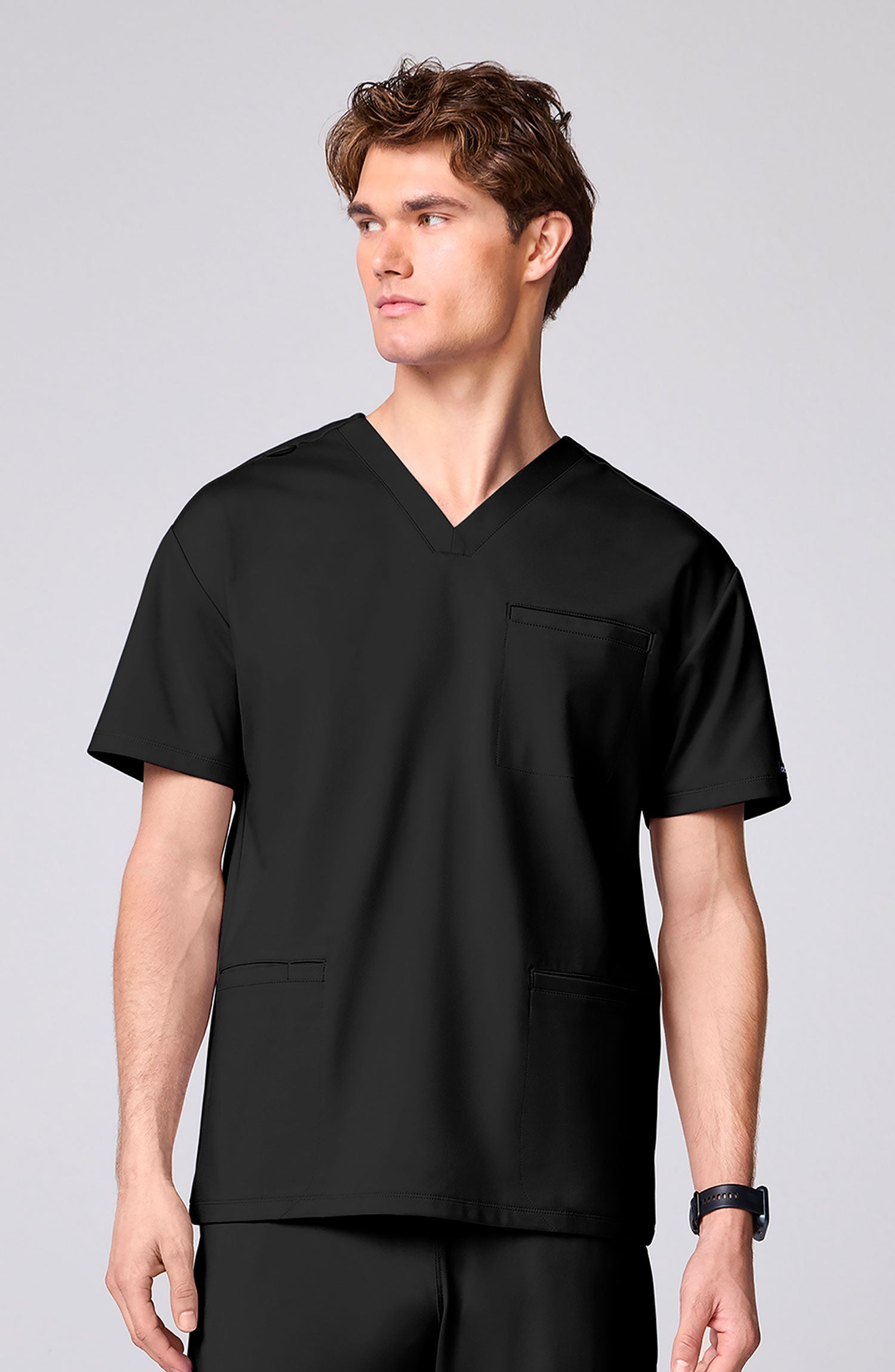 Men's Scrub Top 3 Pockets Black Cherokee Achieve MDF Instruments CK00037