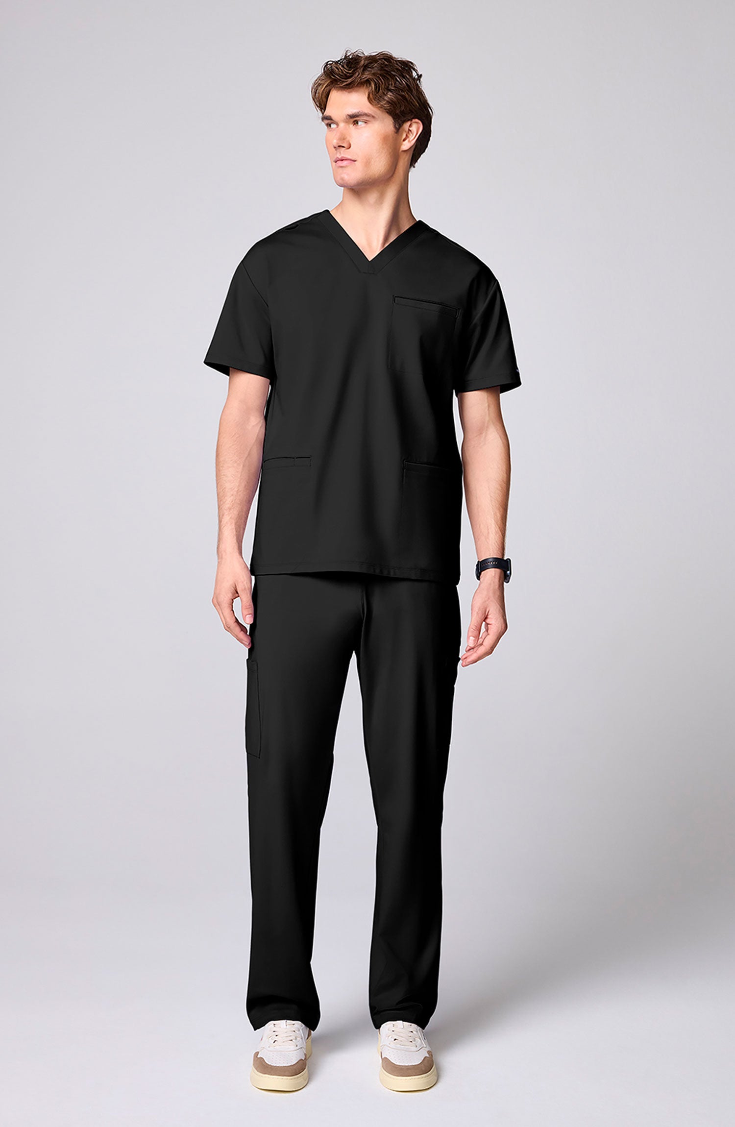 Men's Scrub Top 3 Pockets Black Cherokee Achieve MDF Instruments CK00037