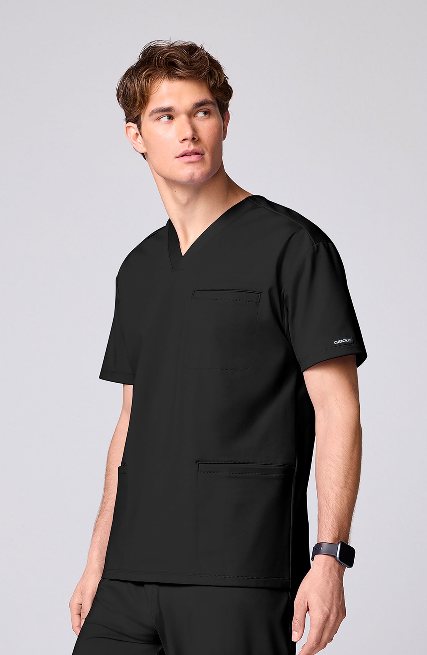 Men's Scrub Top 3 Pockets Black Cherokee Achieve MDF Instruments CK00037