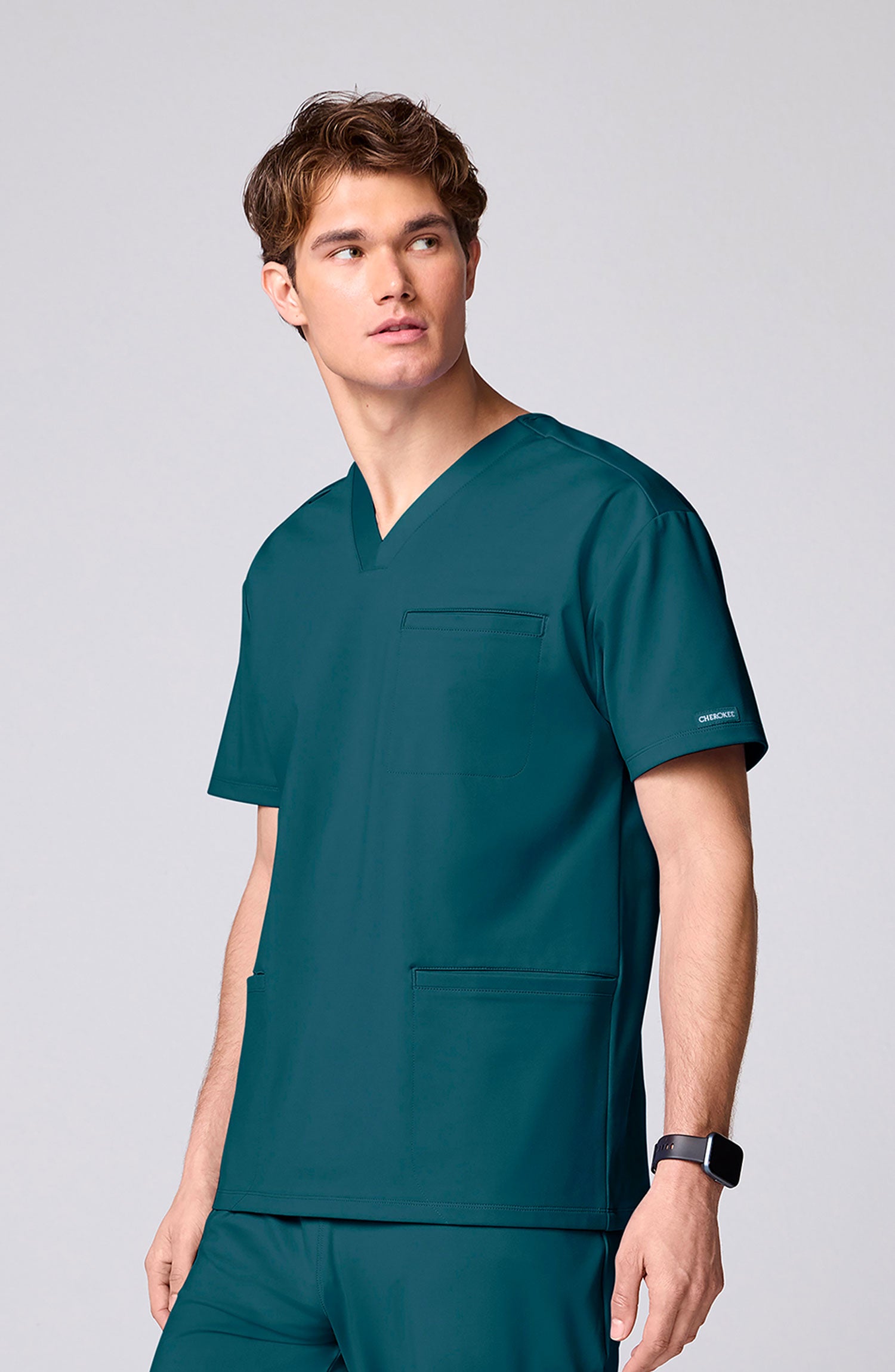 Men's Scrub Top 3 Pockets Caribbean Blue Cherokee Achieve MDF Instruments CK00037