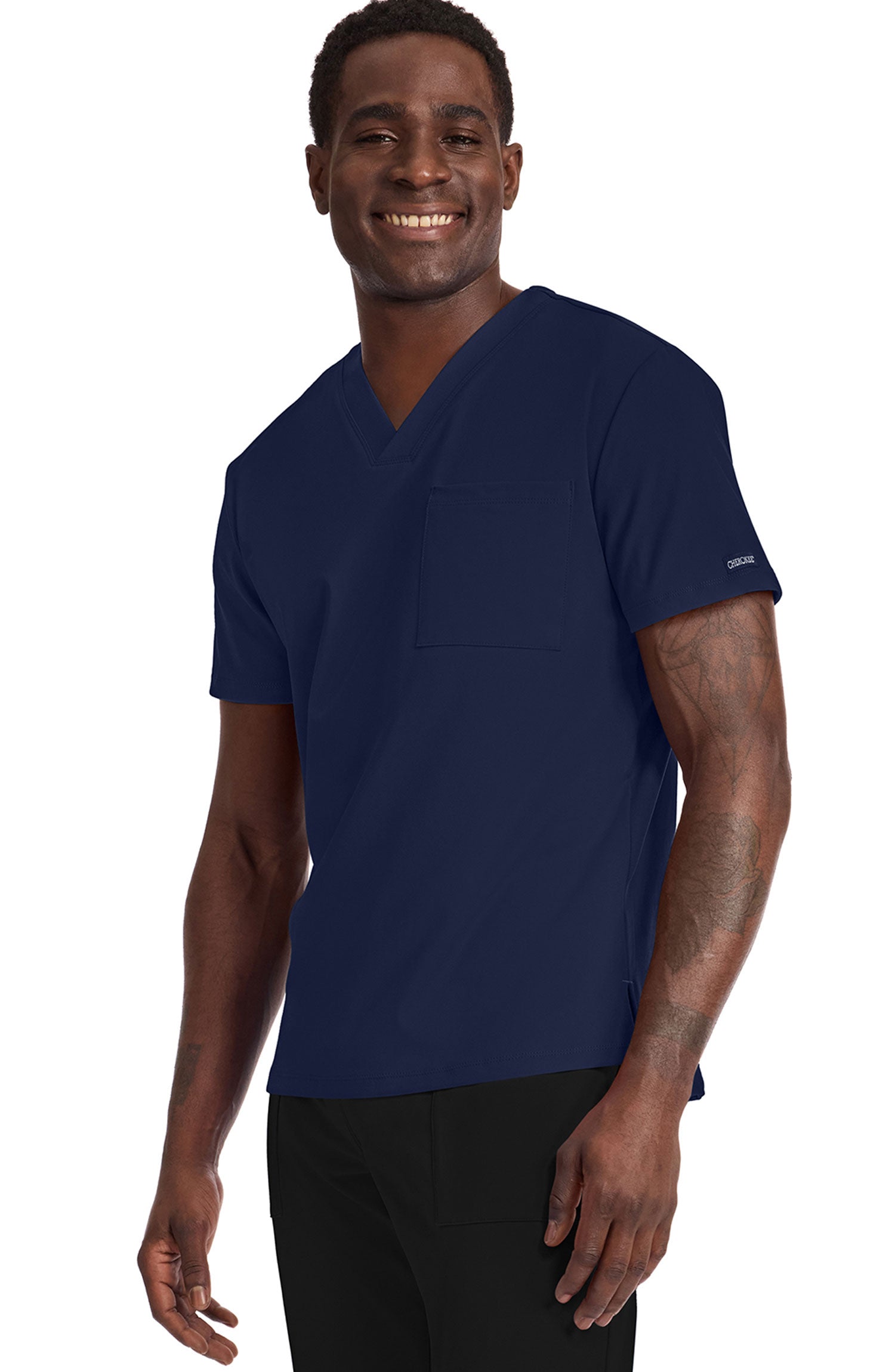 【新品】anuke Backopen Check Tops Cherokee Achieve Men's Tuck-In V-Neck Scrub Top