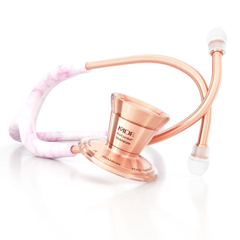 Rose Gold Stethoscope MDF Instruments ProCardial Titanium Cardiology Pink Marble Print