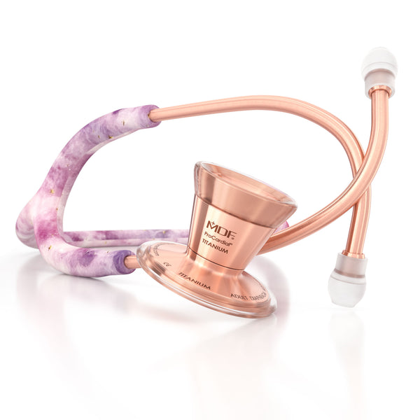 Stethoscope MDF Instruments ProCardial Titanium Cardiology Pink Galaxy Print Orion Nebula Rose Gold Pink Stethoscopes