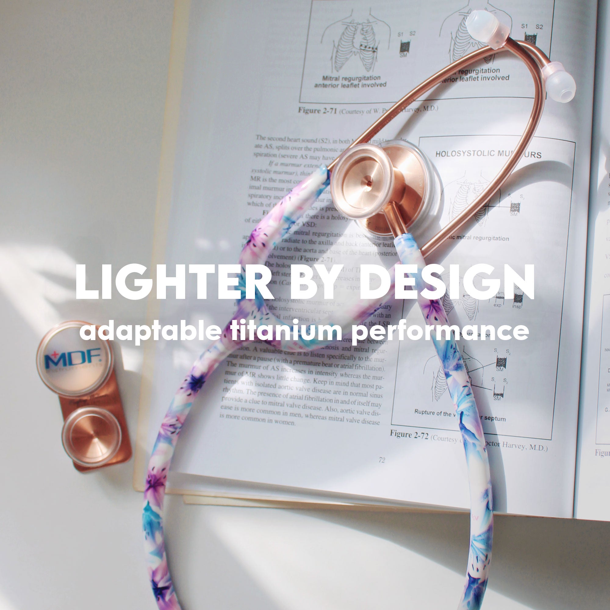 Stethoscope MDF Instruments MD One Epoch Titanium Mprint Flower Print Monet and Rose Gold