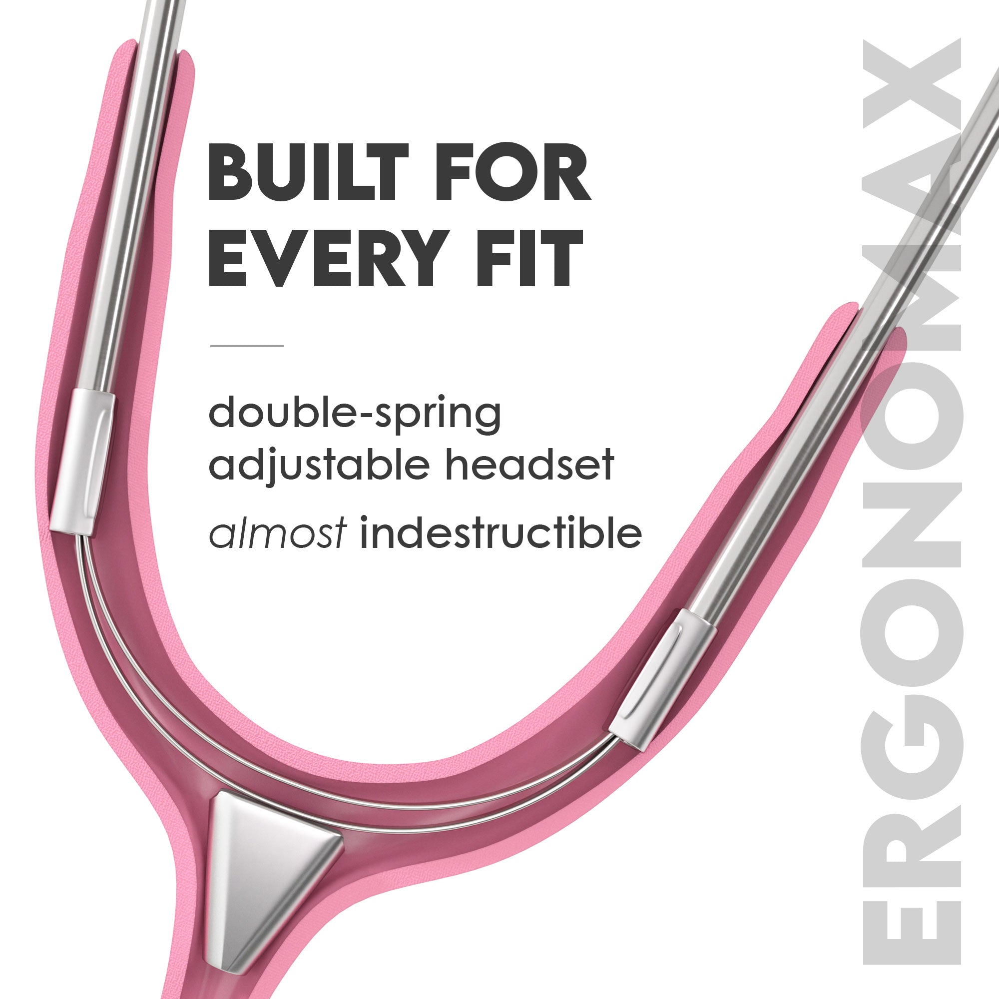 Stethoscope MDF Instruments MD One Stainless Steel Adult Dual Head Cosmo Light Pink Adjustable Patented Ergonomax Headset
