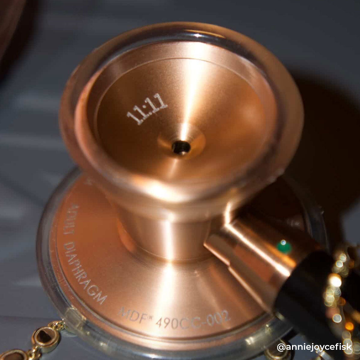 Stethoscope MDF Instruments ProCardial Titanium Cardiology Rose Gold and Black Add Custom Stethoscope Engraving