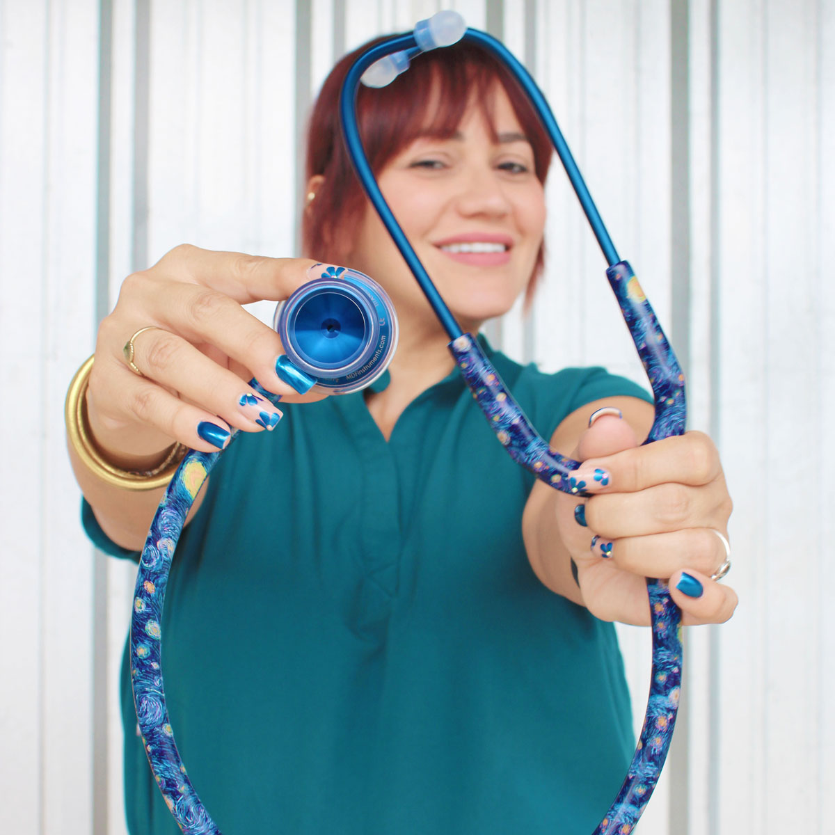 Blue Stethoscope MDF Instruments ProCardial Titanium Carrdiology Mprint Vincent Van Gogh Starry Night Print Go Van Gogh and Capridium