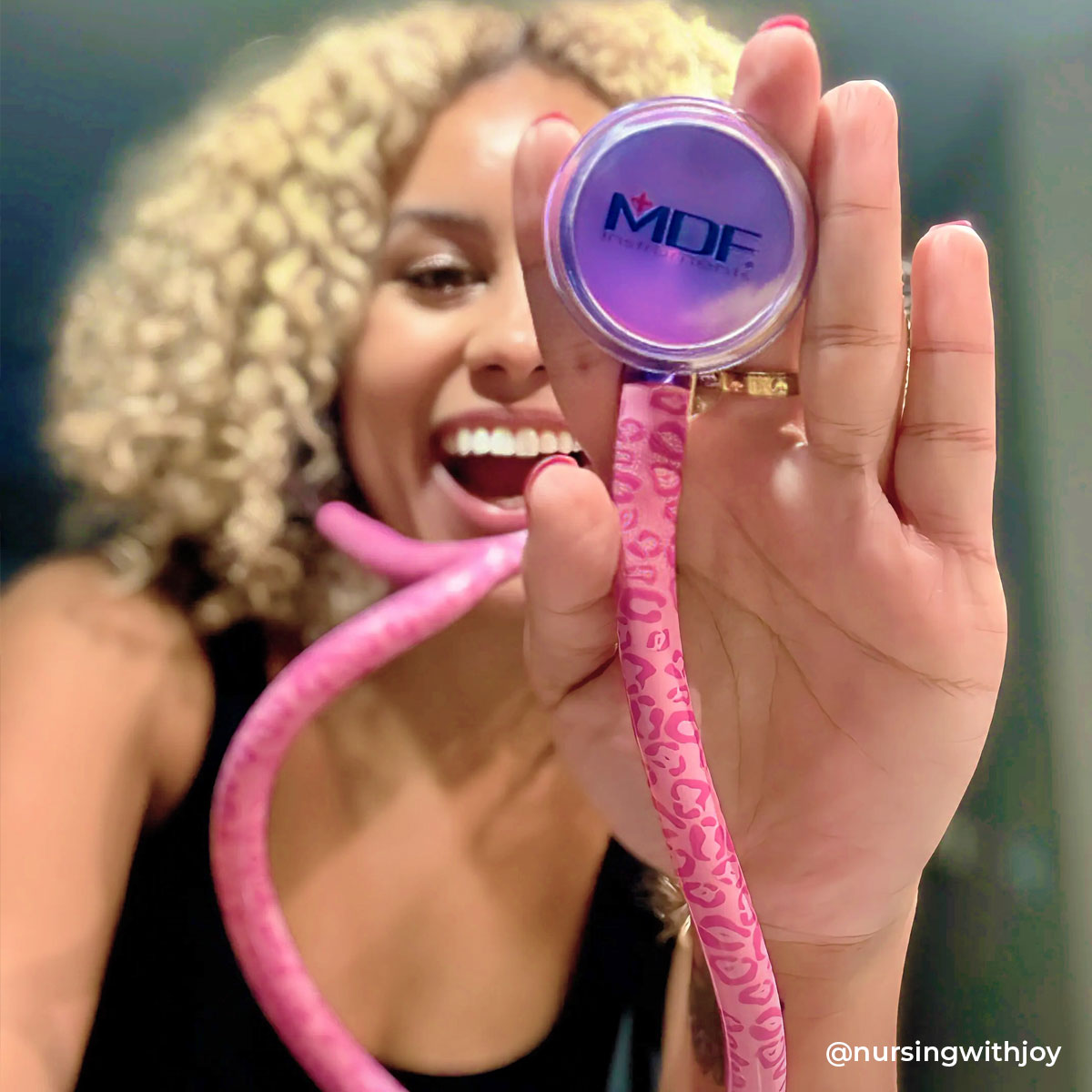 Stethoscope MDF Instruments ProCardial Titanium Cardiology Mprint Pink Leopard Print Cougar Pynk and Ultraviolet