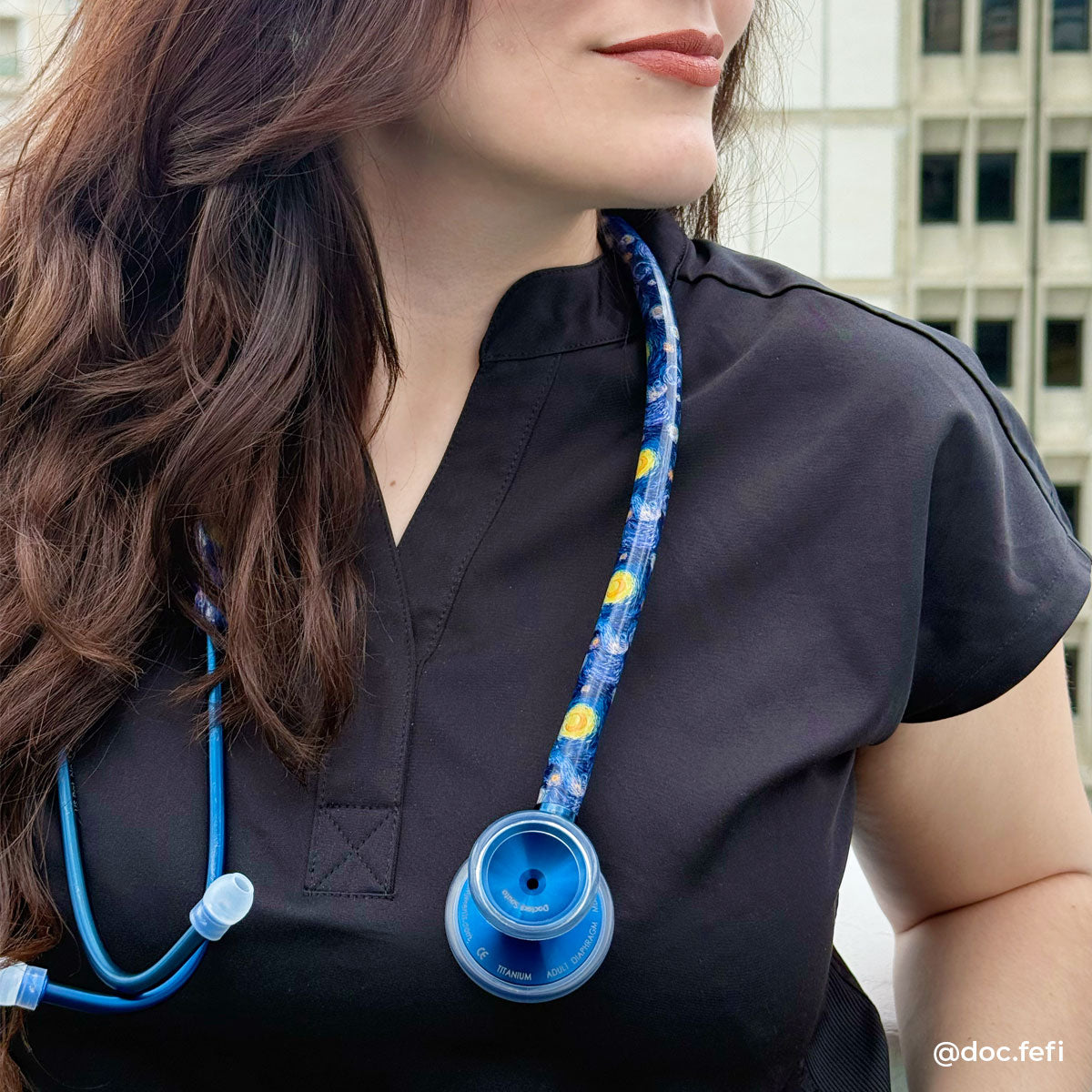 Blue Stethoscope MDF Instruments ProCardial Titanium Carrdiology Mprint Vincent Van Gogh Starry Night Print Go Van Gogh and Capridium