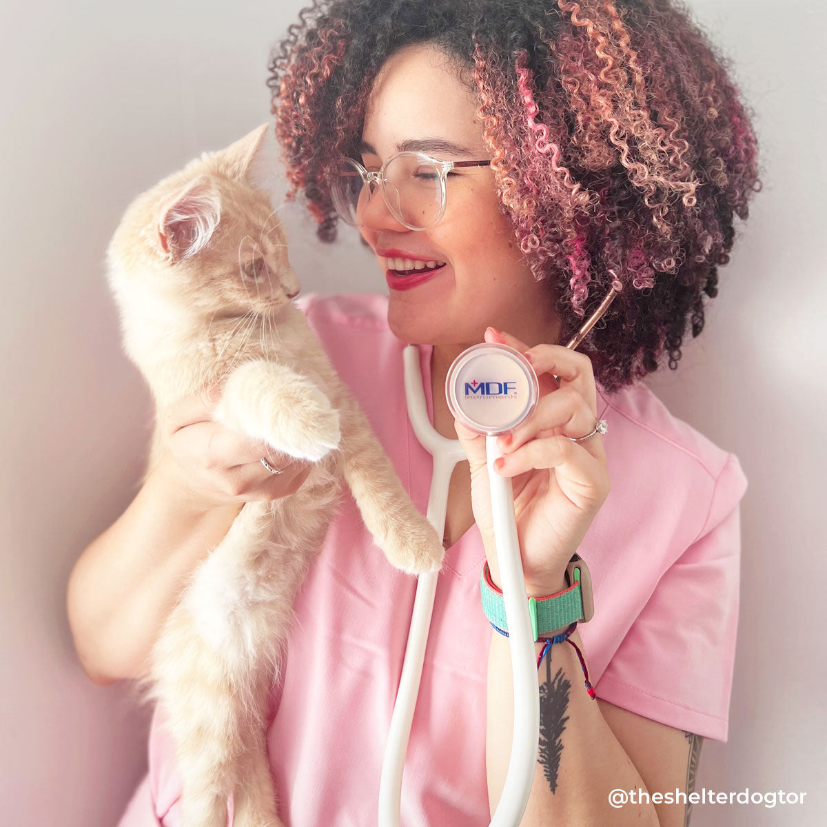 Stethoscope MDF Instruments ProCardial Titanium Rose Gold and White Valentine's Gifts for Nurses, Doctors, Veterinarians and Medical Professionals