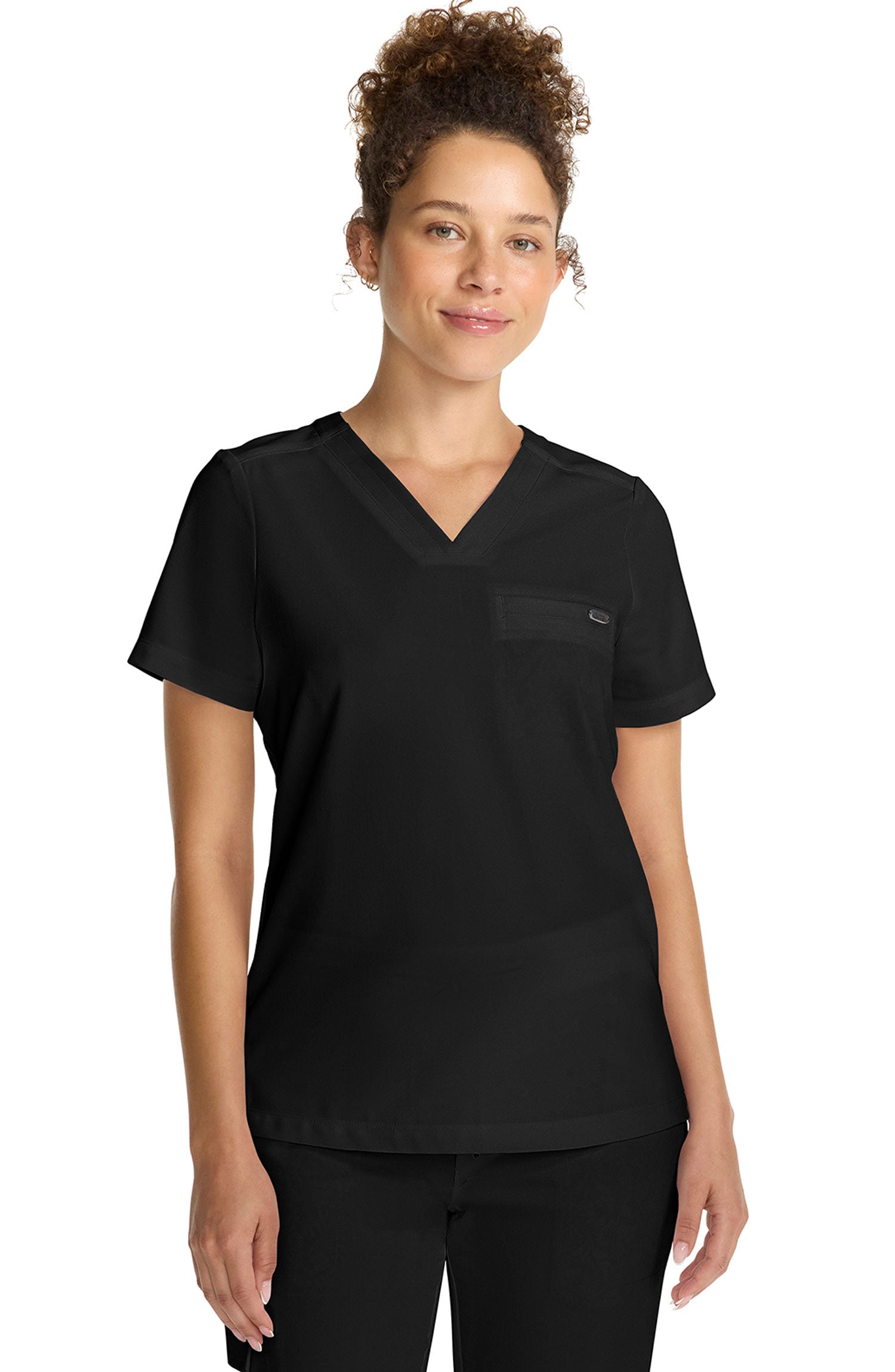 Women's Scrub Top Tuck-In V-Neck Black Healing Hands MDF Instruments HH755
