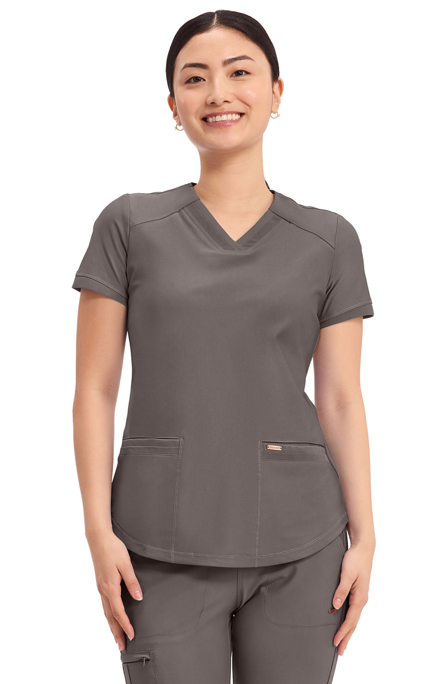 Women's Scrub Top V-Neck Cherokee Form Iron Brown CK840 MDF Instruments Apparel