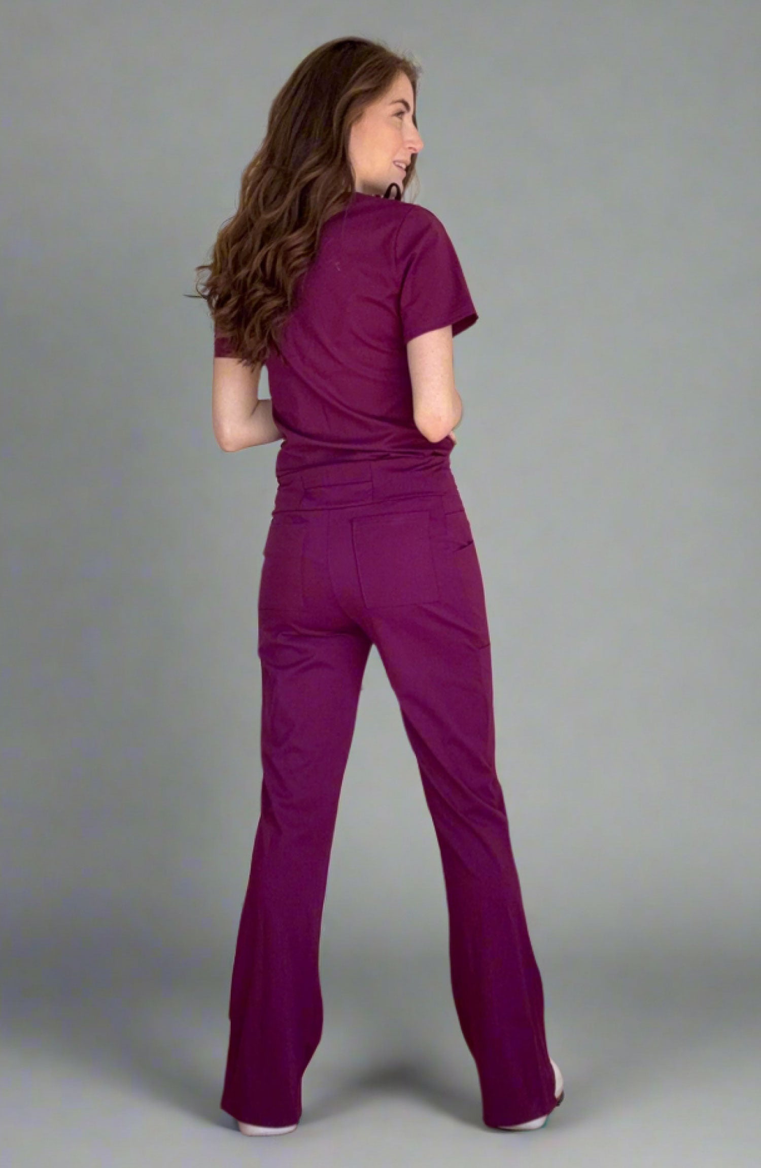 Womens Scrubs Tuck-In Top Grape Purple OliveUs MDF Instruments