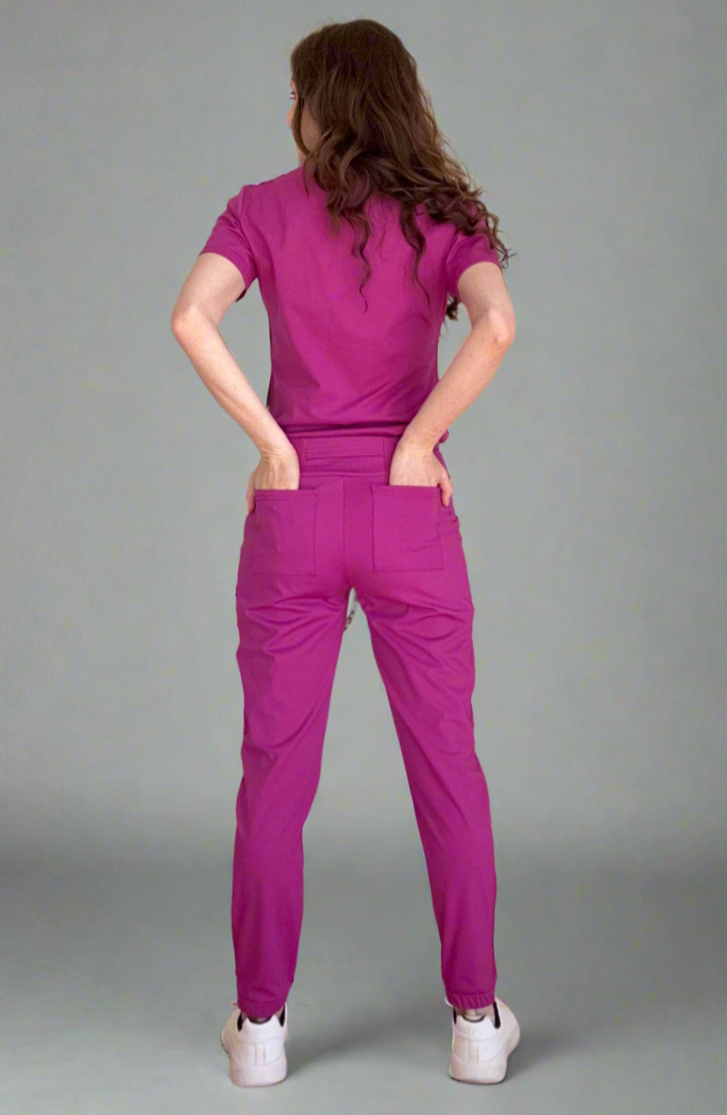 Womens Scrubs Tuck-In Top Magenta Pink OliveUs MDF Instruments