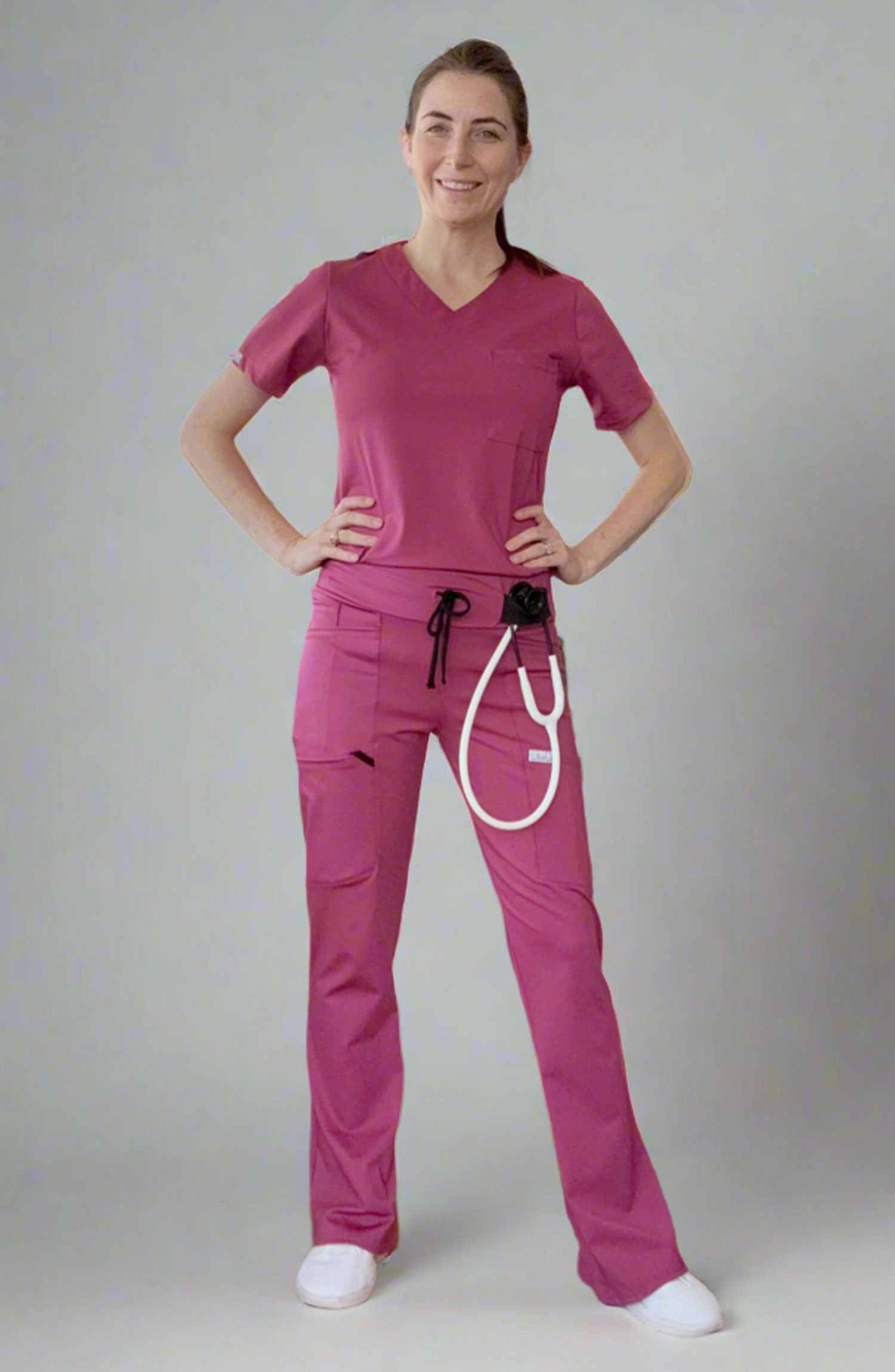 Womens Scrubs Tuck-In Top Pink Vintage Rose OliveUs MDF Instruments