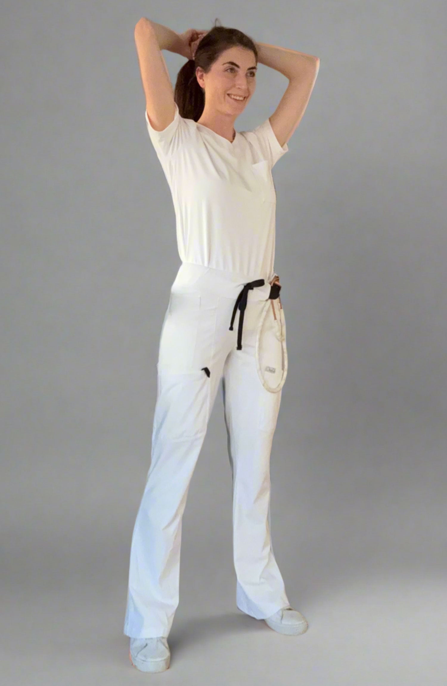 Women's Scrubs Bootcut Pants Crystal White OliveUs MDF Instruments