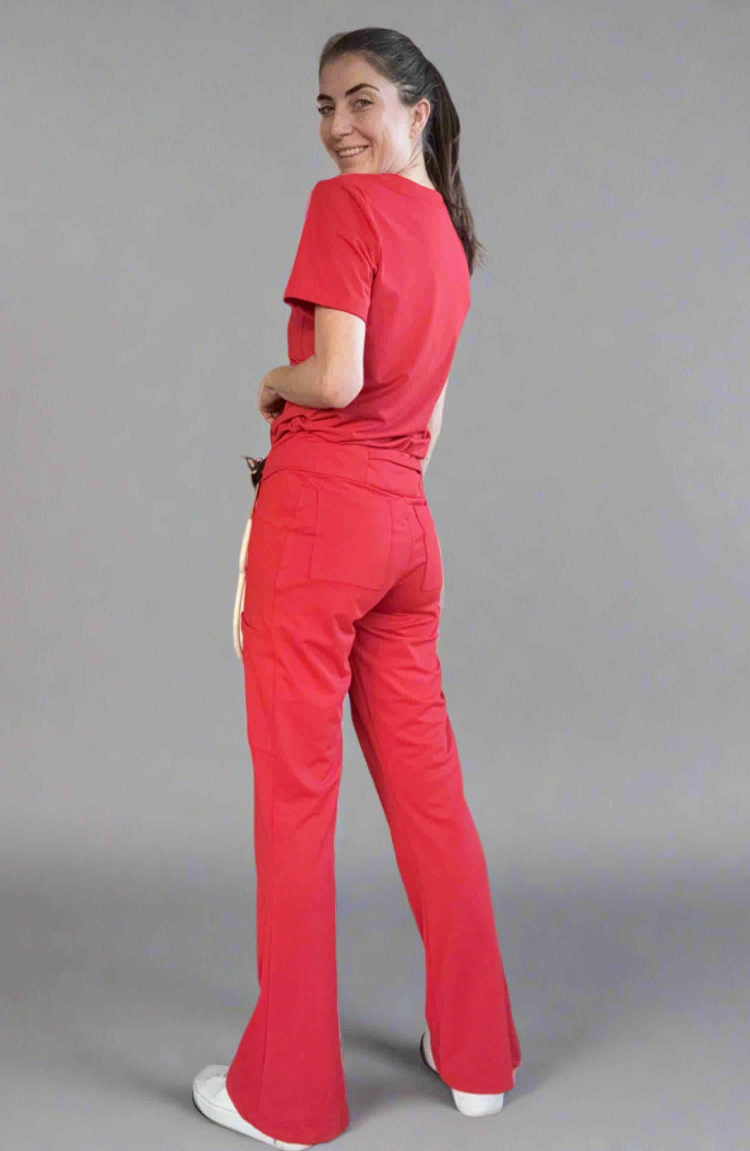 Women's Scrubs Bootcut Pants Scarlet Red OliveUs MDF Instruments