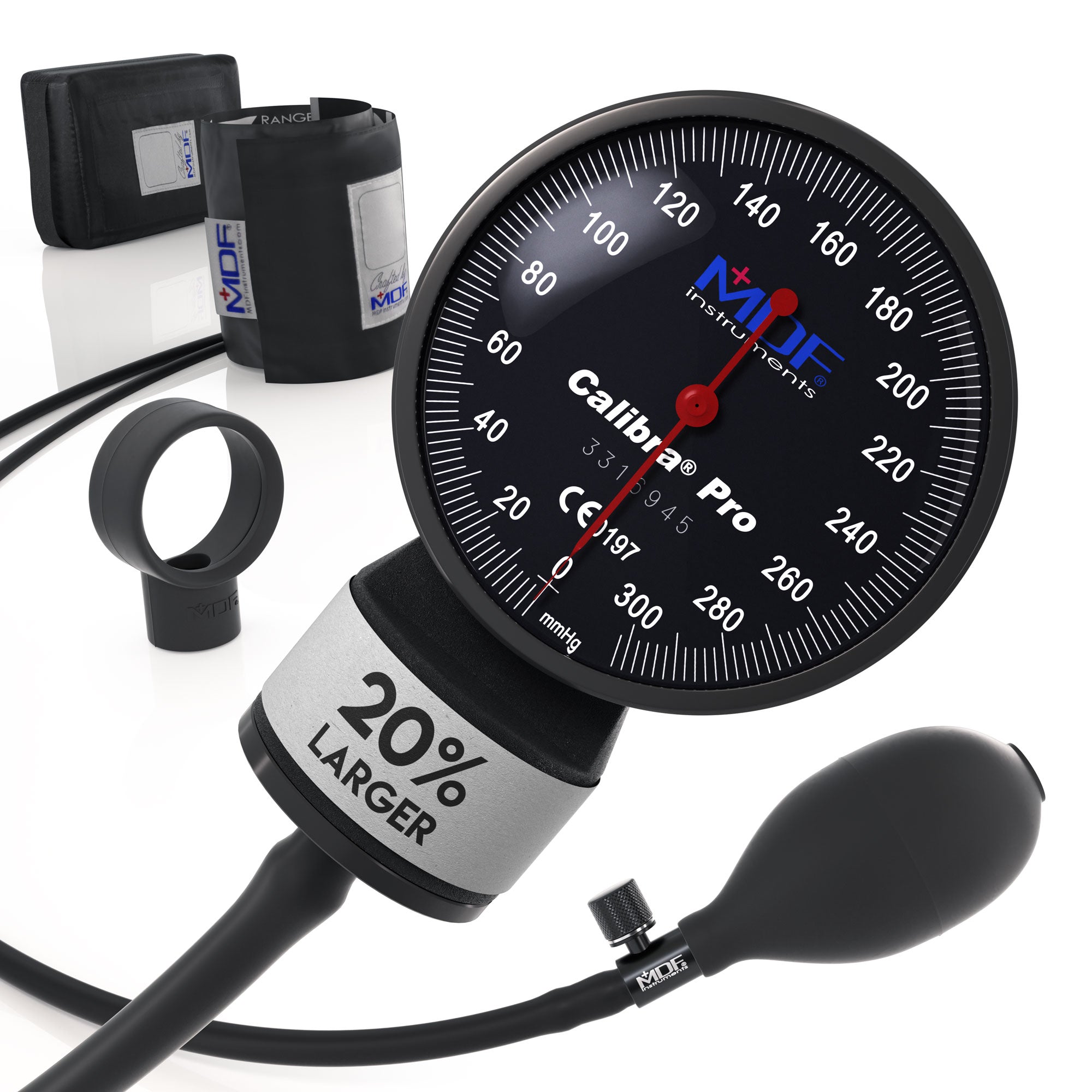 Blood Pressure Monitor Sphygmomanometer MDF Instruments Calibra Pro Extra Large Gauge BlackOut All Black
