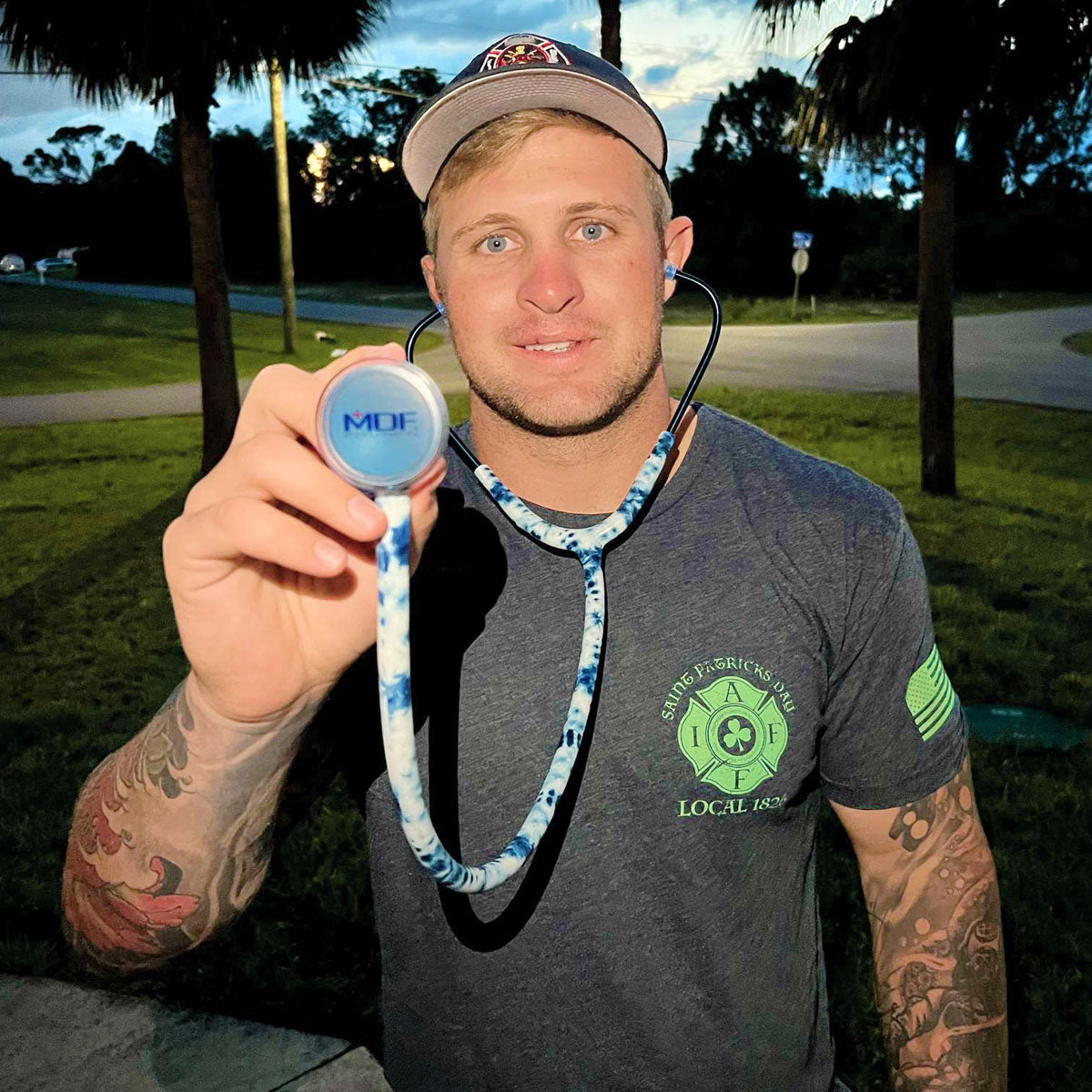Blue Stethoscope for Medical Professionals MDF Instruments ProCardial Titanium Cardiology Mprint Tie Dye Print Woodstock Capridium