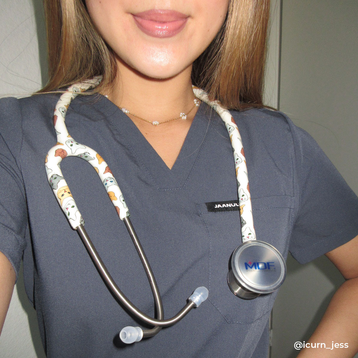 Cat Print Stethoscope for Medical Professionals and Veterinarians MDF Instruments ProCardial Titanium Cardiology Mprint Purrfect