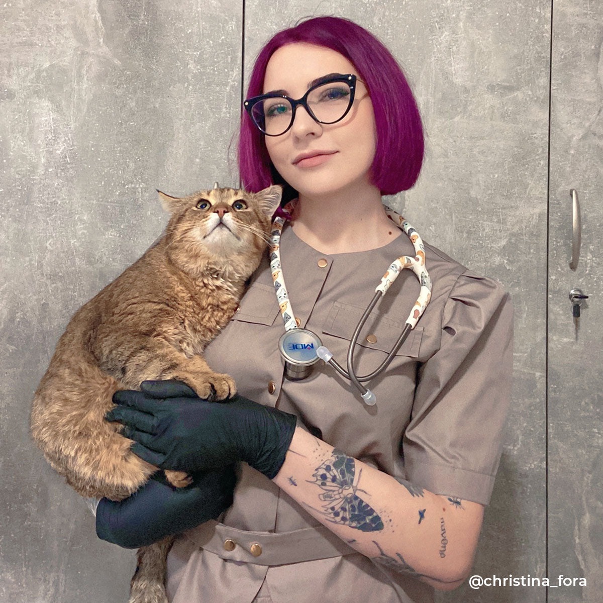 Stethoscope MDF Instruments ProCardial Titanium Cat Print Mprint Purrfect