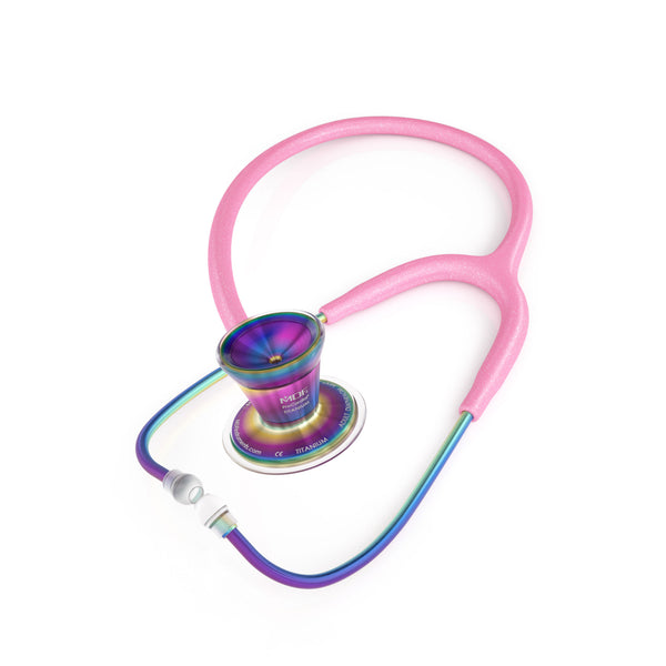  ProCardial Titanium Stethoscope MDF Instruments Cosmo Light Pink Glitter Kaleidoscope