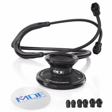 All Black Stethoscope MDF Instruments Acoustica Lightweight Dual Head BlackOut