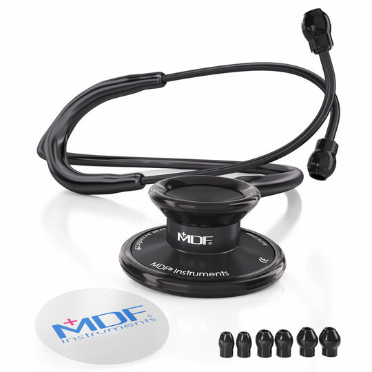 All Black Stethoscope MDF Instruments Acoustica Lightweight Dual Head BlackOut