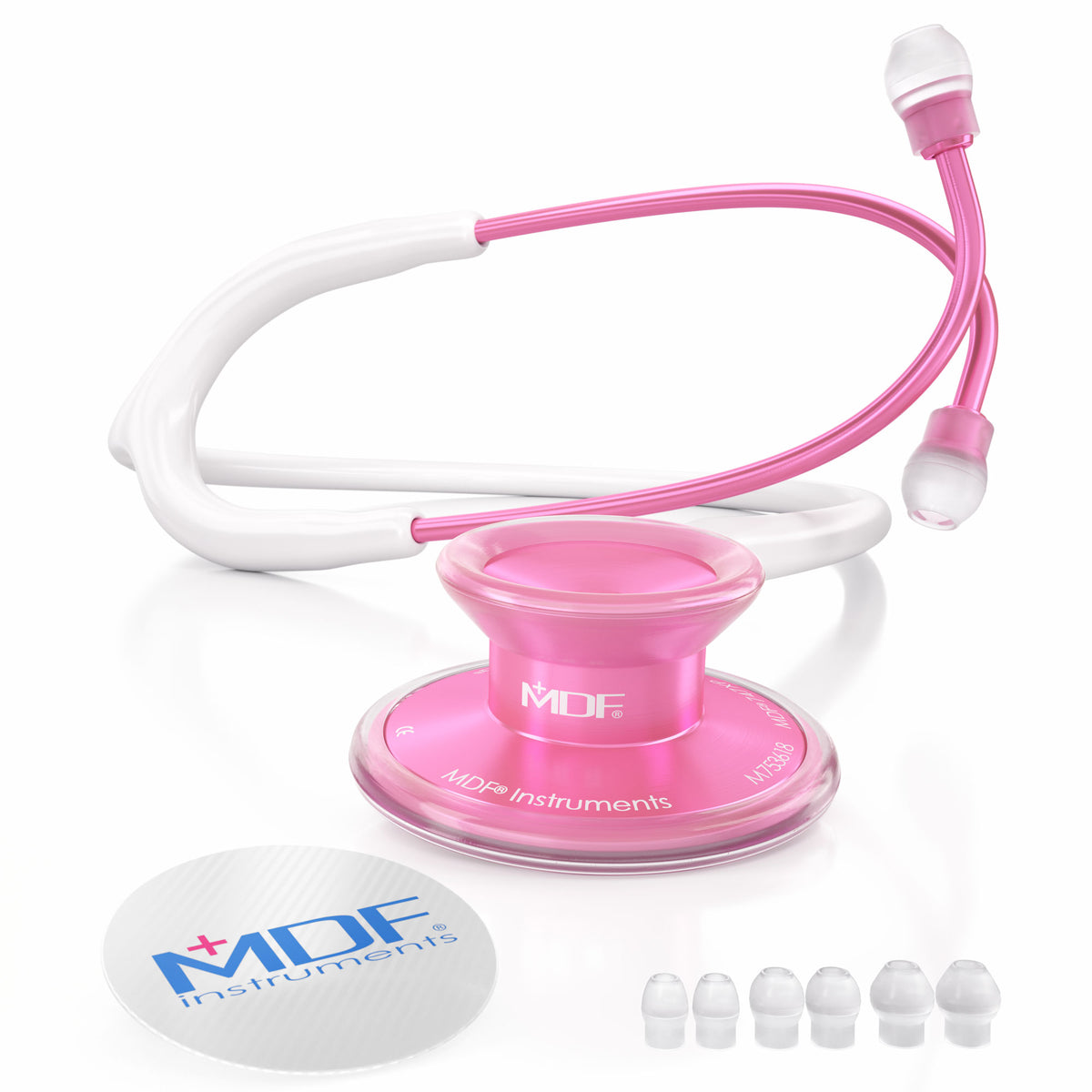 Pink Stethoscope MDF Instruments Acoustica Lightweight Dual Head BlaBlanc White and Pinkore