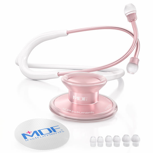 Stethoscope MDF Instruments Acoustica Lightweight Dual Head BlaBlanc White and Rose Gold