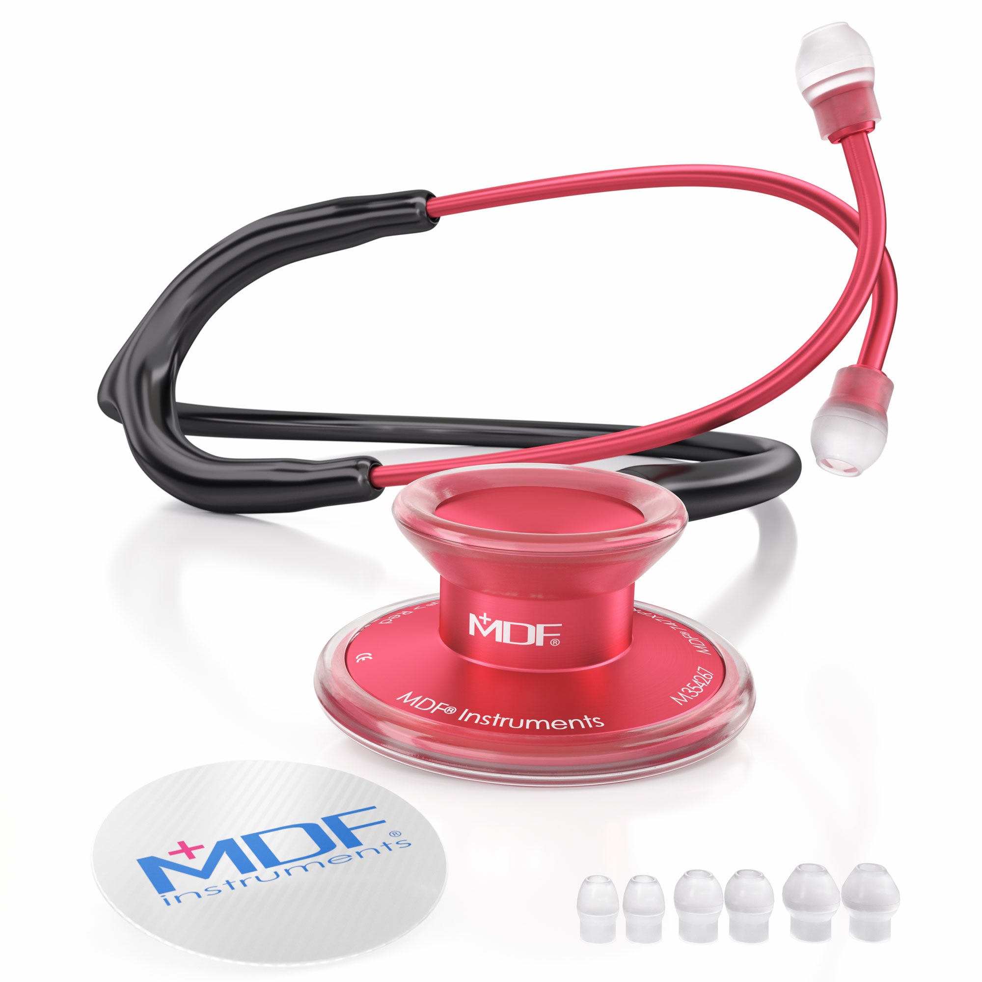 Stethoscope MDF Instruments Acoustica Lightweight Dual Head NoirNoir Black and Red
