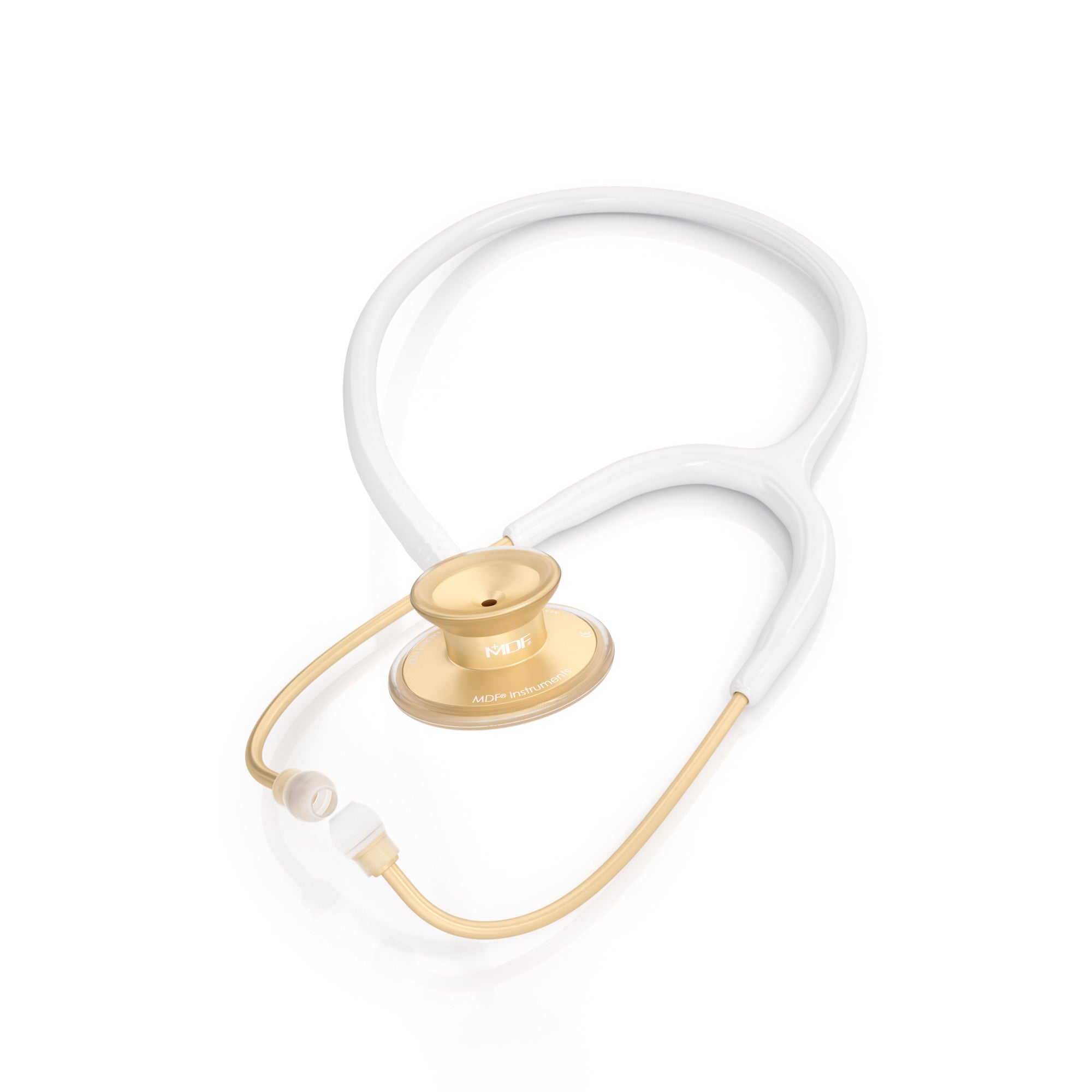 Acoustica® Stethoscope - White/Matte Gold
