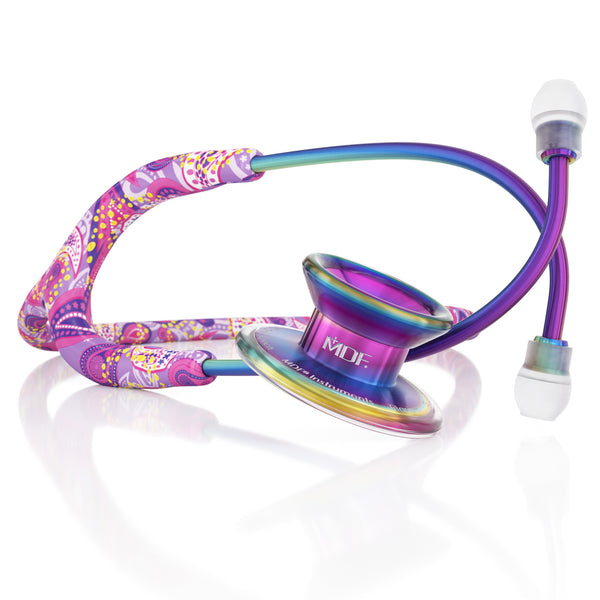 Stethoscope MDF Instruments MD One Epoch Titanium Pink and Purple Paisley Print Purpaisley and Kaleidoscope