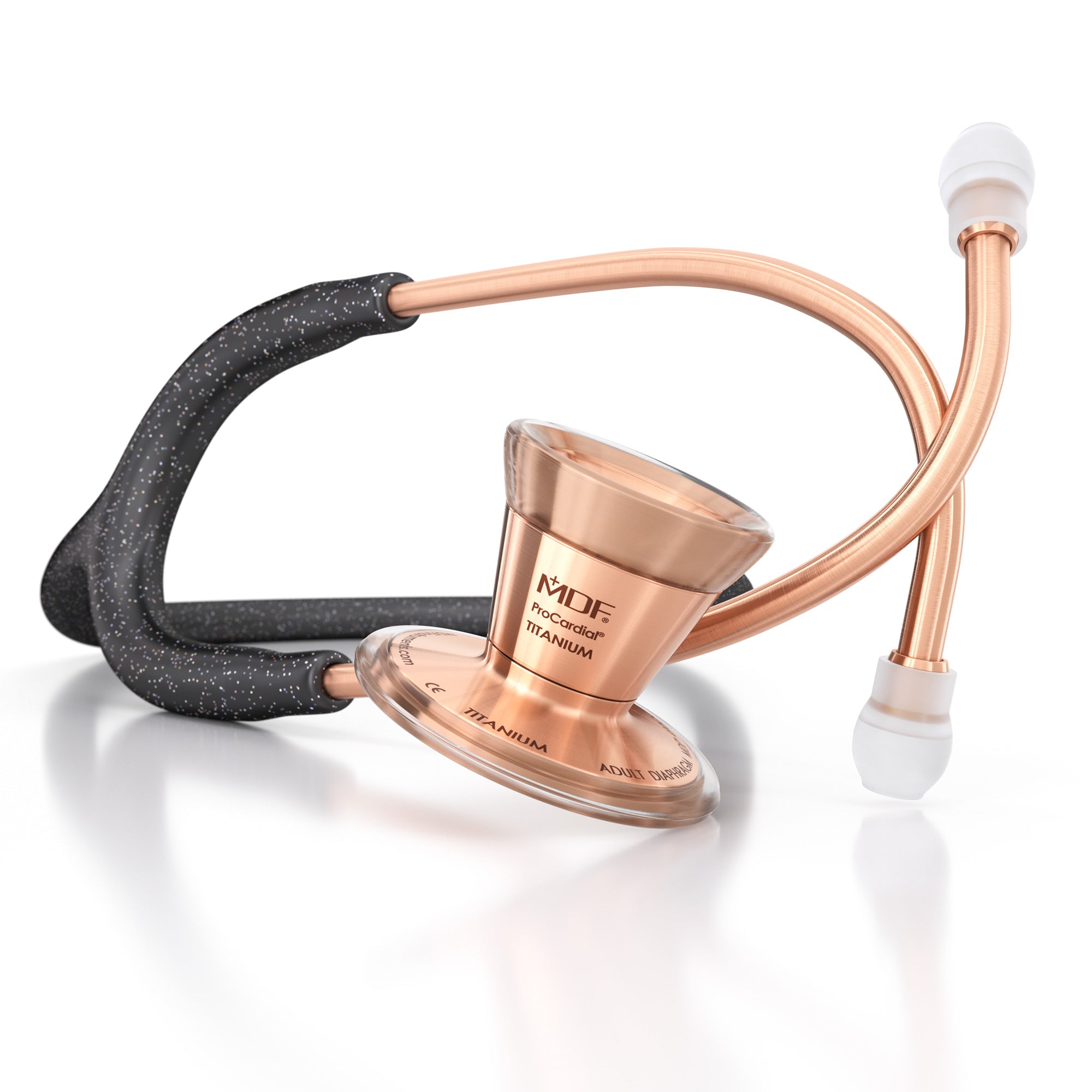 ProCardial® Titanium Cardiology Stethoscope - Black Glitter/Rose Gold