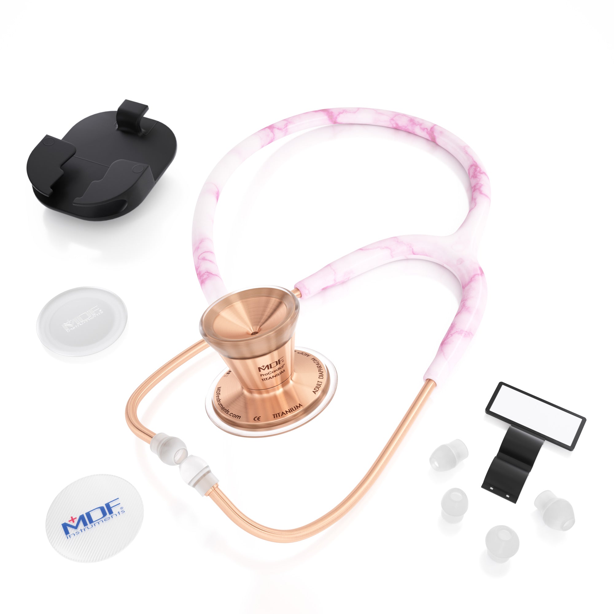 ProCardial® Titanium Cardiology Stethoscope - Georgia Pink Marble/Rose Gold