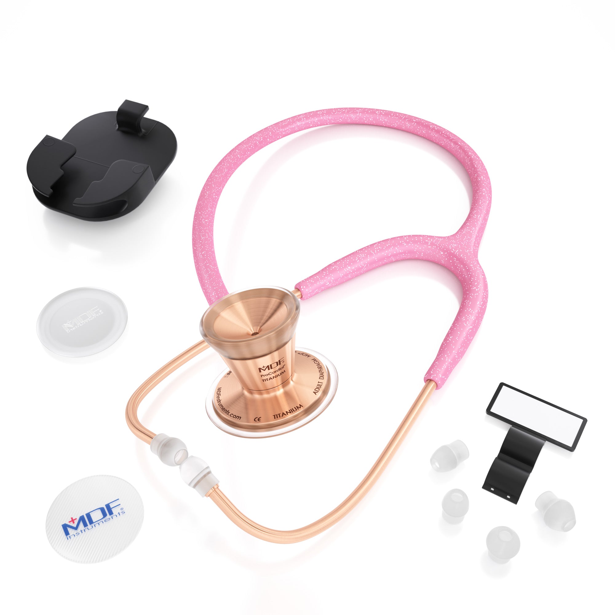 ProCardial® Titanium Cardiology Stethoscope - Light Pink Glitter/Rose Gold