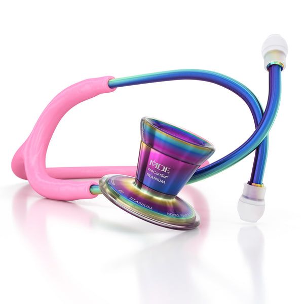 ProCardial Titanium Stethoscope MDF Instruments Cosmo Light Pink Kaleidoscope