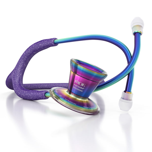 ProCardial Titanium Stethoscope MDF Instruments Purple Glitter Kaleidoscope