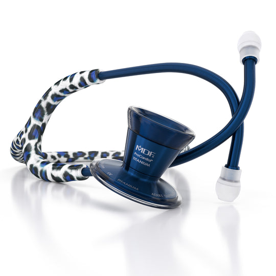 Stethoscope MDF Instruments ProCardial Titanium Mprint Blue Leopard Print Tiberius Panther and Capridium