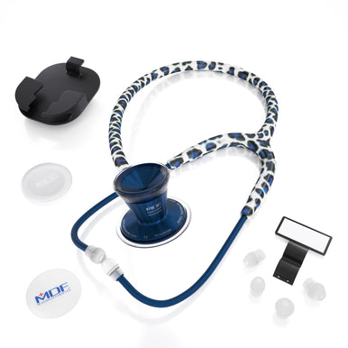 Stethoscope MDF Instruments ProCardial Titanium Mprint Blue Leopard Print Tiberius Panther and Capridium