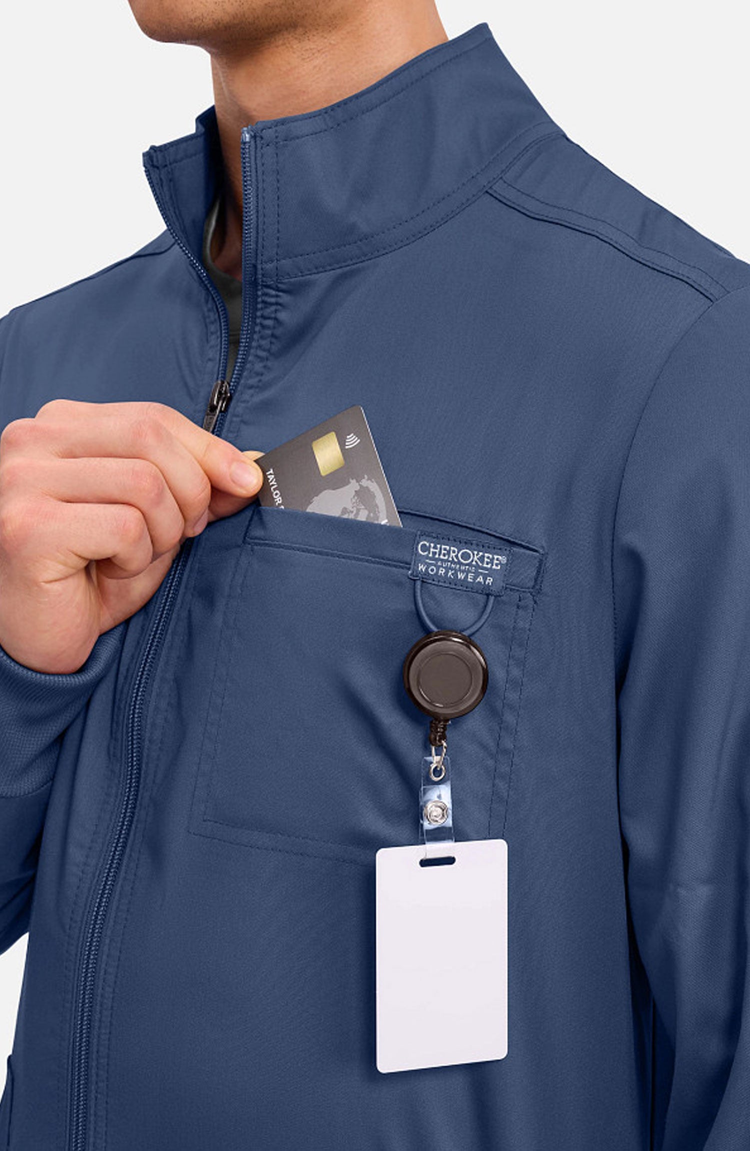 Cherokee Workwear Revolution Men's Zip Front Scrub Jacket