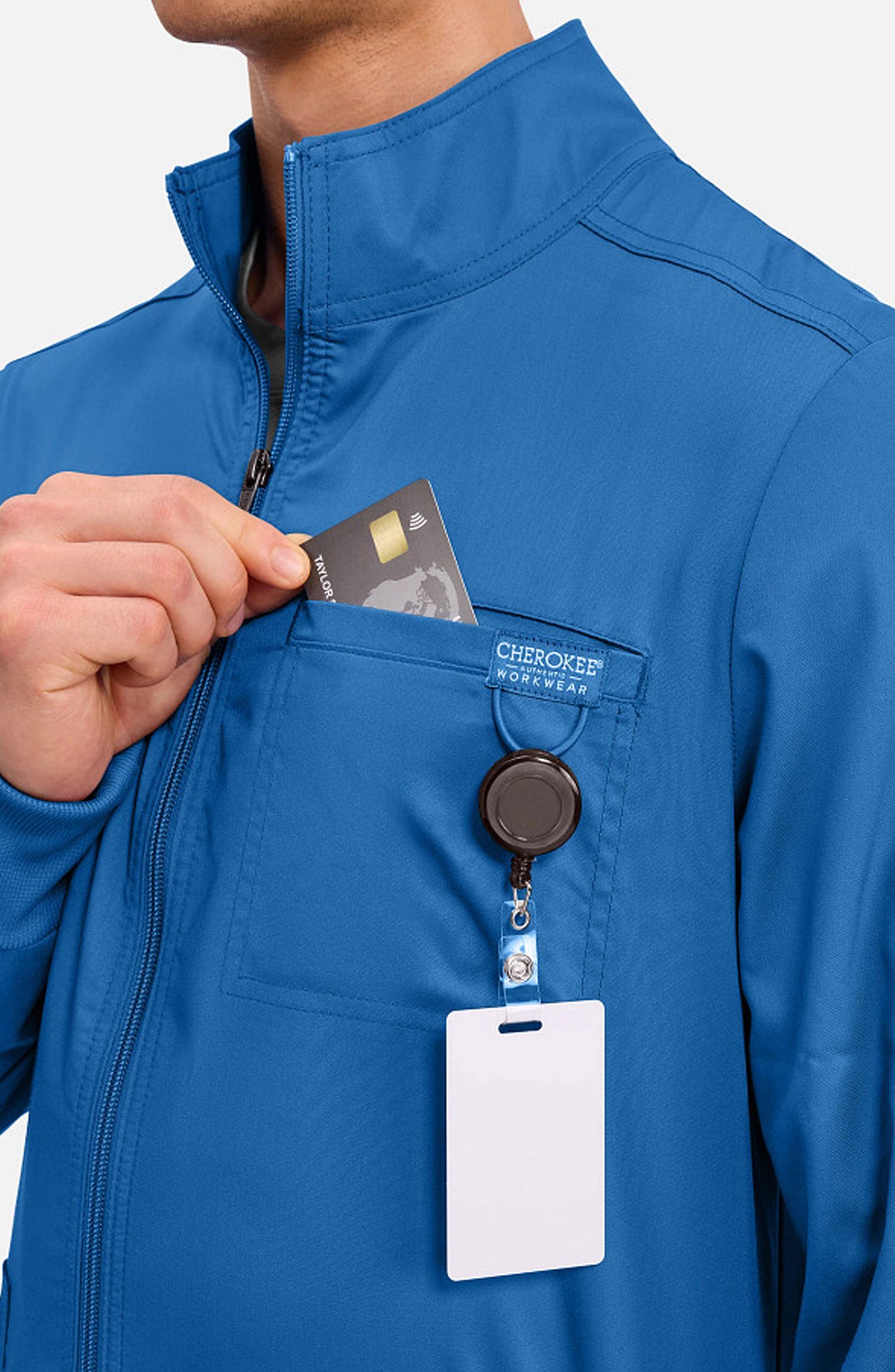 Cherokee Workwear Revolution Men's Zip Front Scrub Jacket